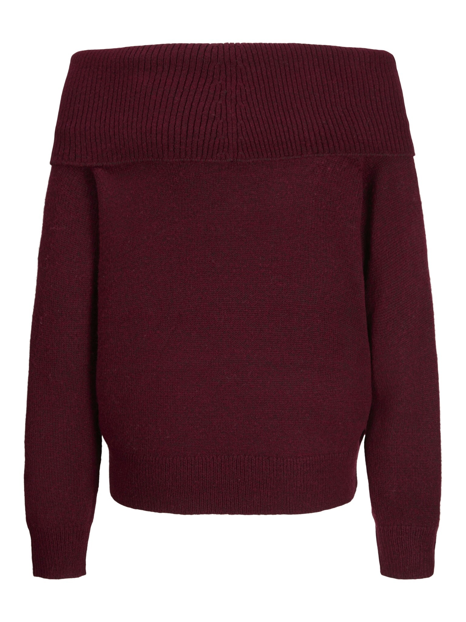 JXMINKA OFF-SHOULDER GEBREIDE TOP - CABERNET