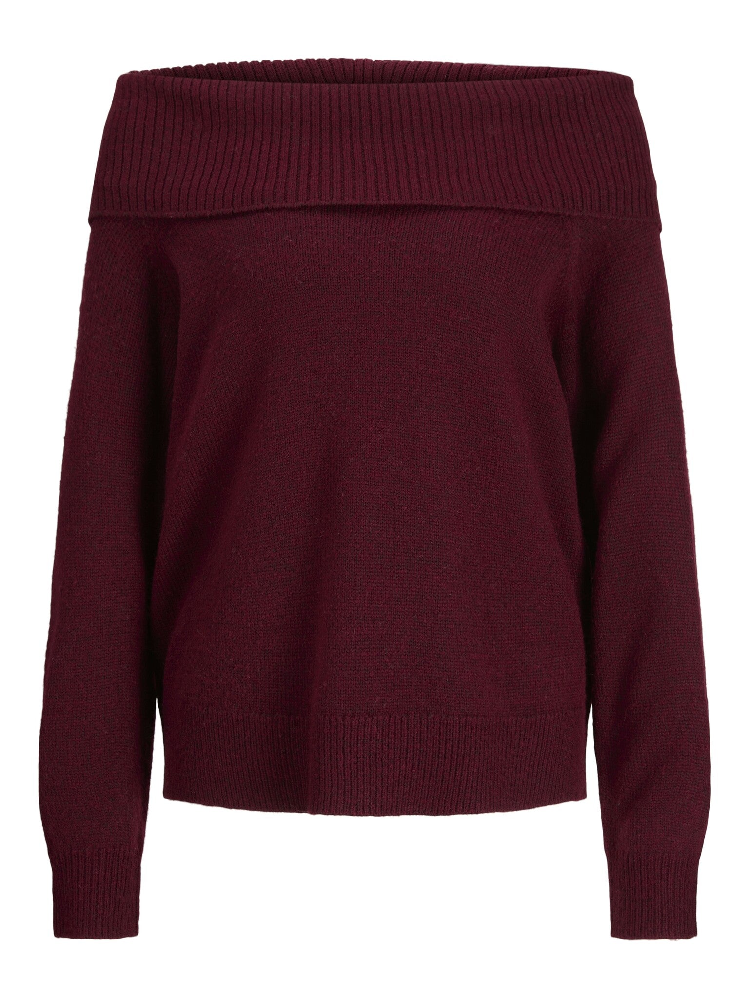 JXMINKA OFF-SHOULDER GEBREIDE TOP - CABERNET