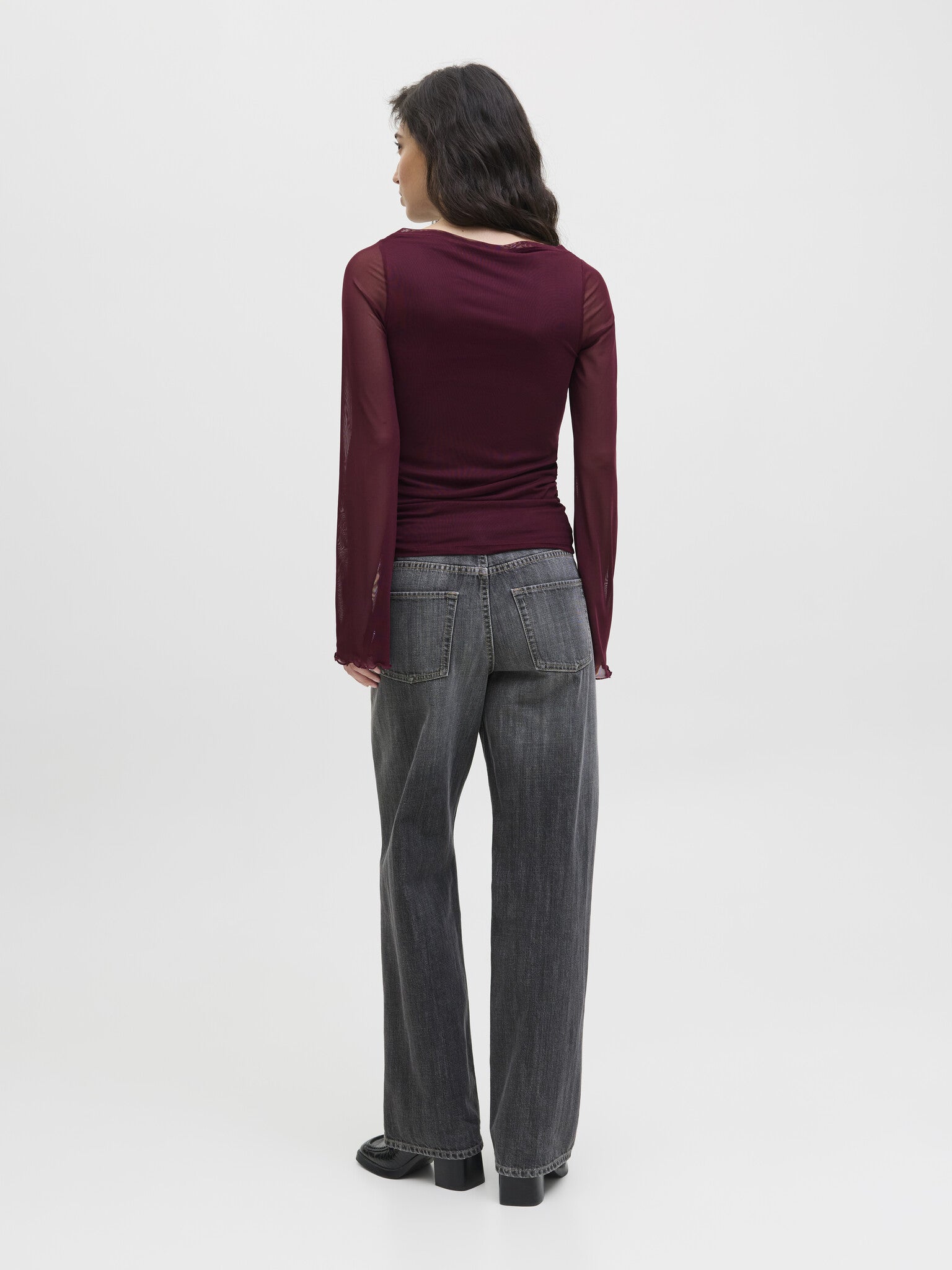 JXMINNA MESH LS TOP - CABERNET