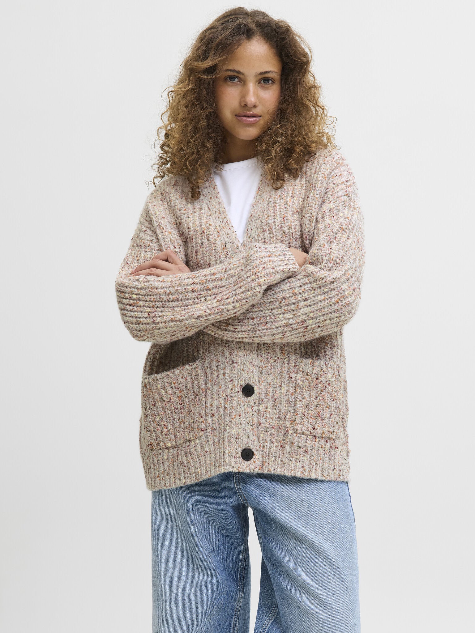 JXSKYLA GEBREID VEST - VANILLA ICE