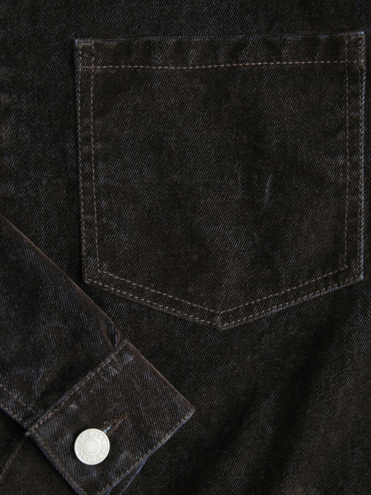 JXMIA FLOCK DENIM JACKET - BROWN DENIM