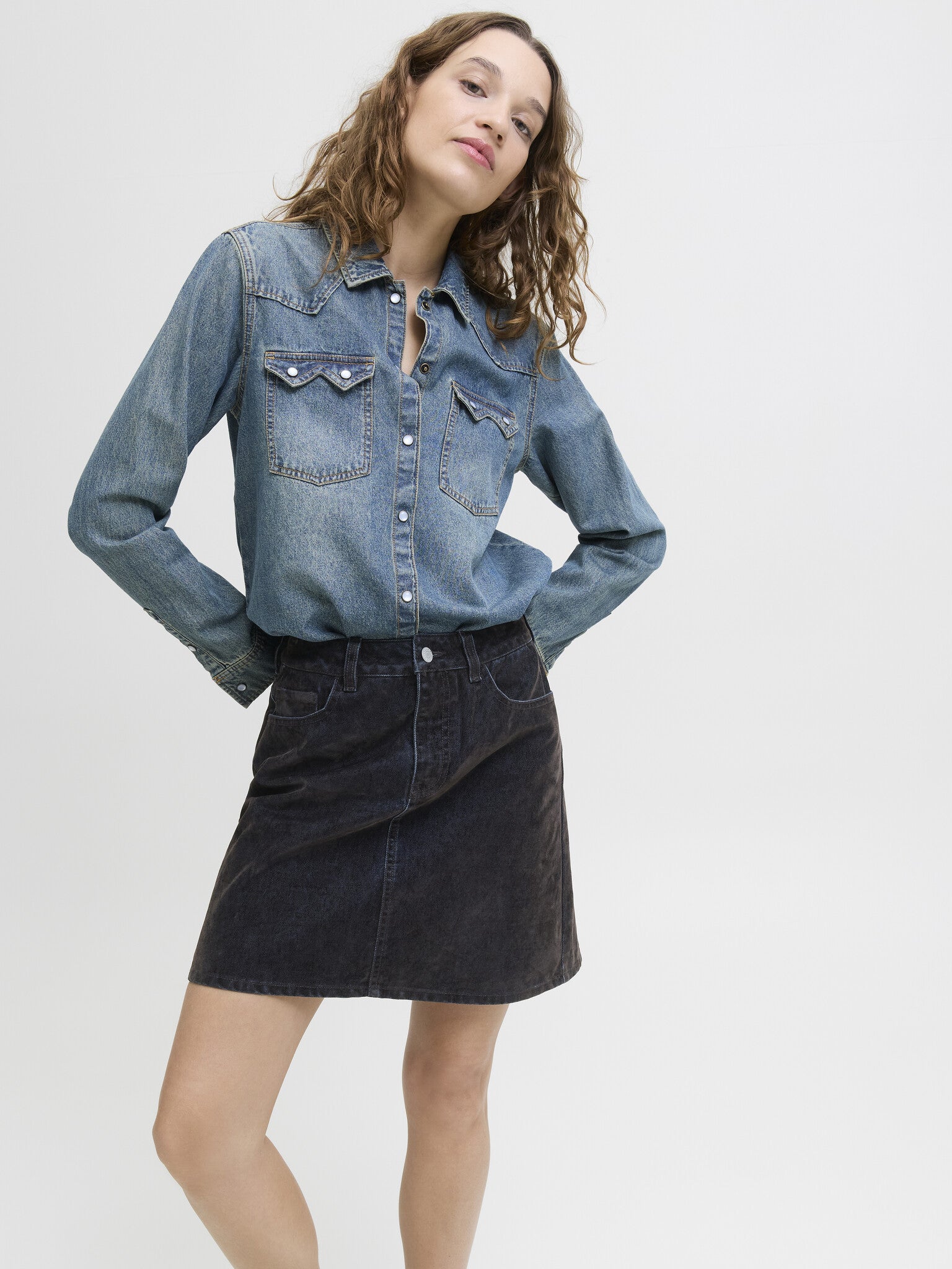 JXMIA FLOCK DENIM ROK