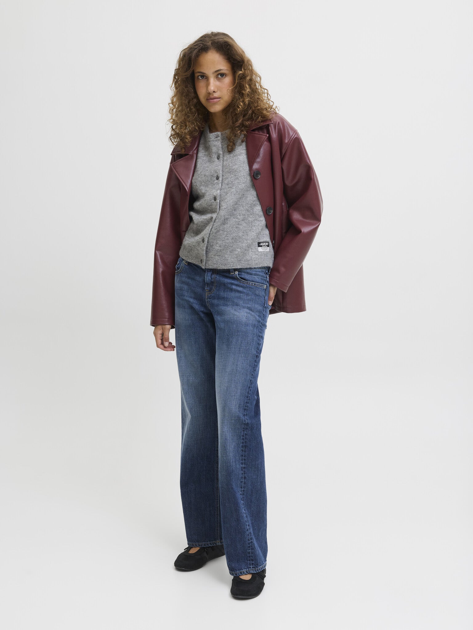 CARDIGAN JXEVI EN MAILLE - GRIS MÉLANGE MOYEN