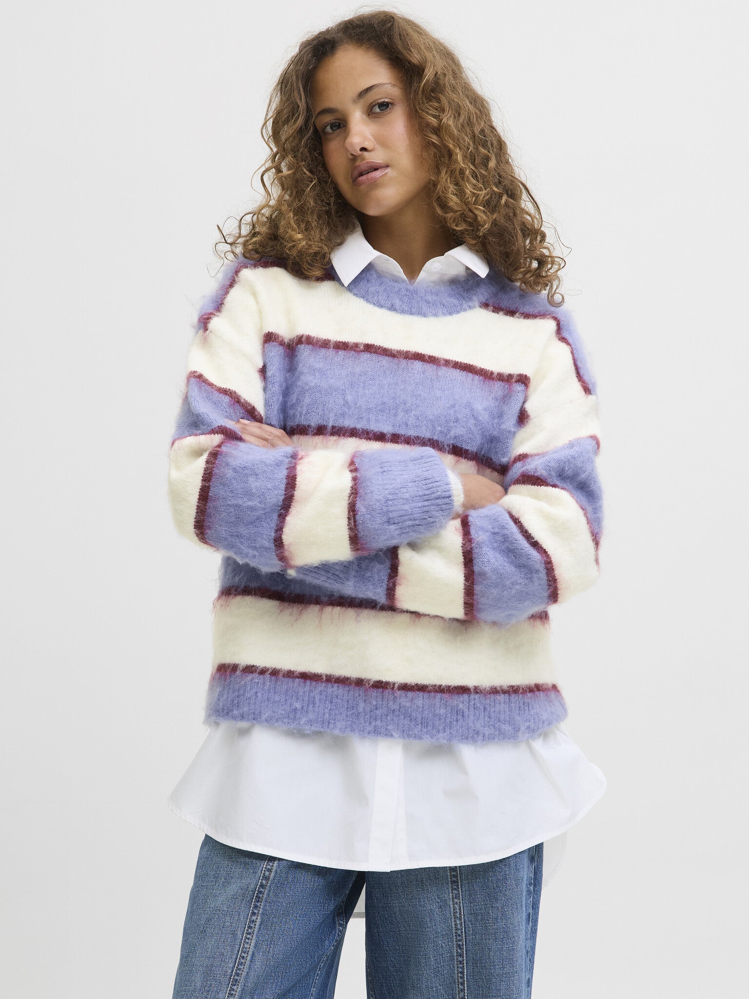 JXCALISTA TRUIEN MET RONDE HALS - BLUE ICE/VANILLA ICE