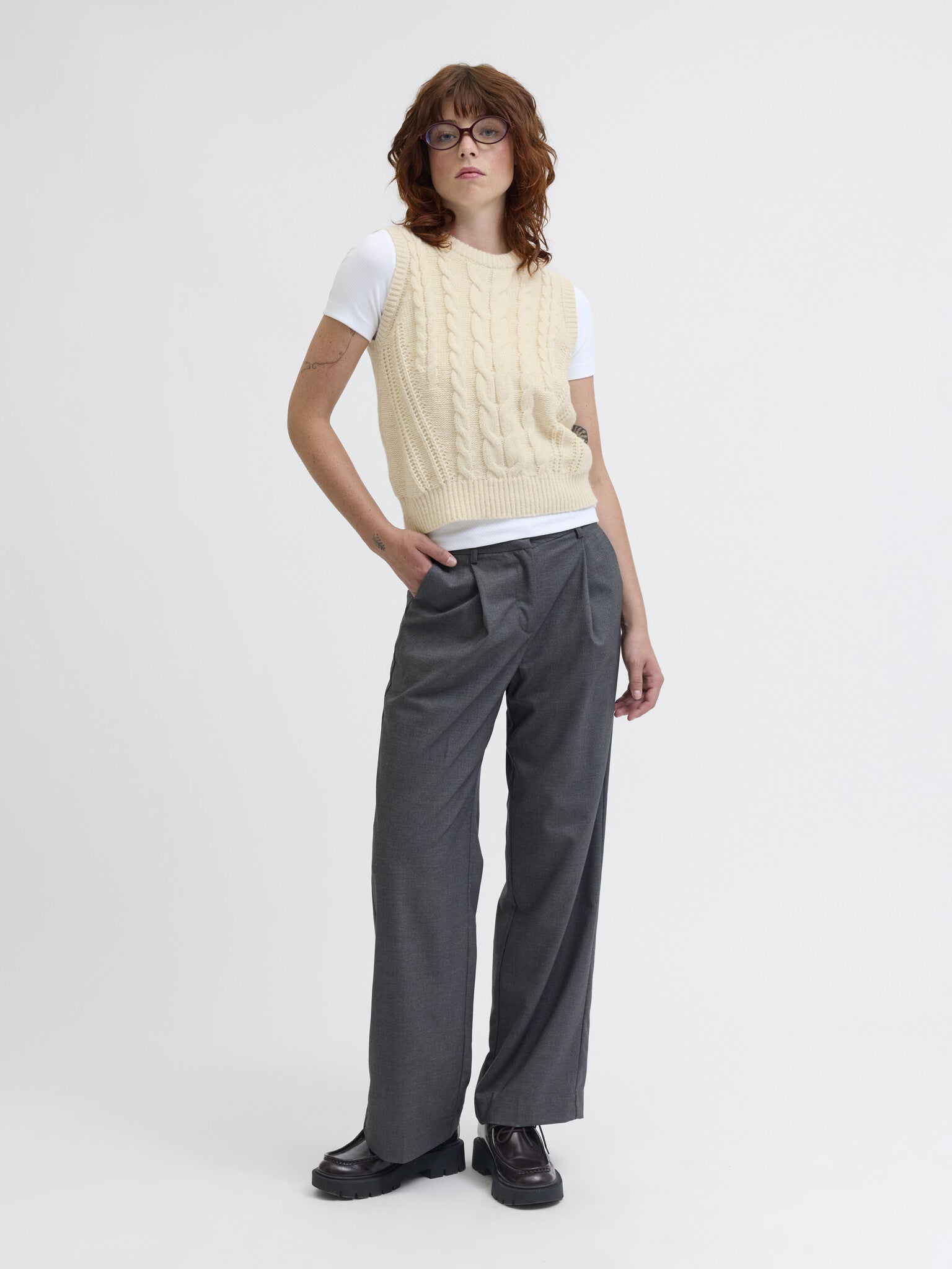 JXJOSIE VEST KNIT - VANILLA ICE