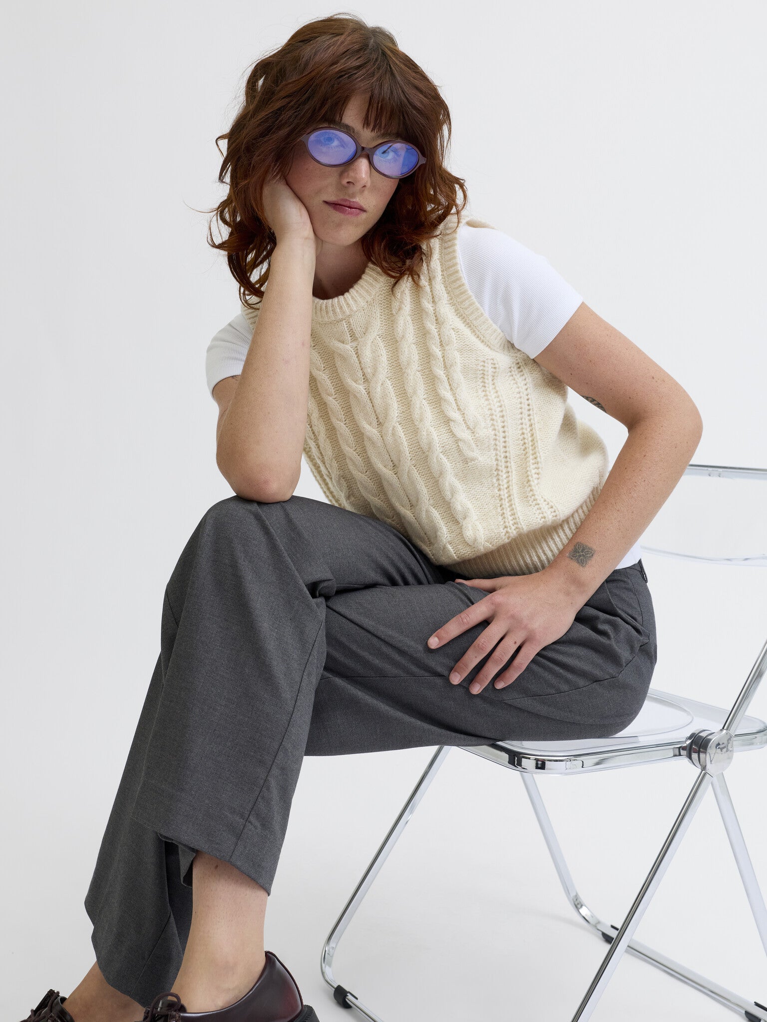 JXJOSIE VEST KNIT - VANILLA ICE