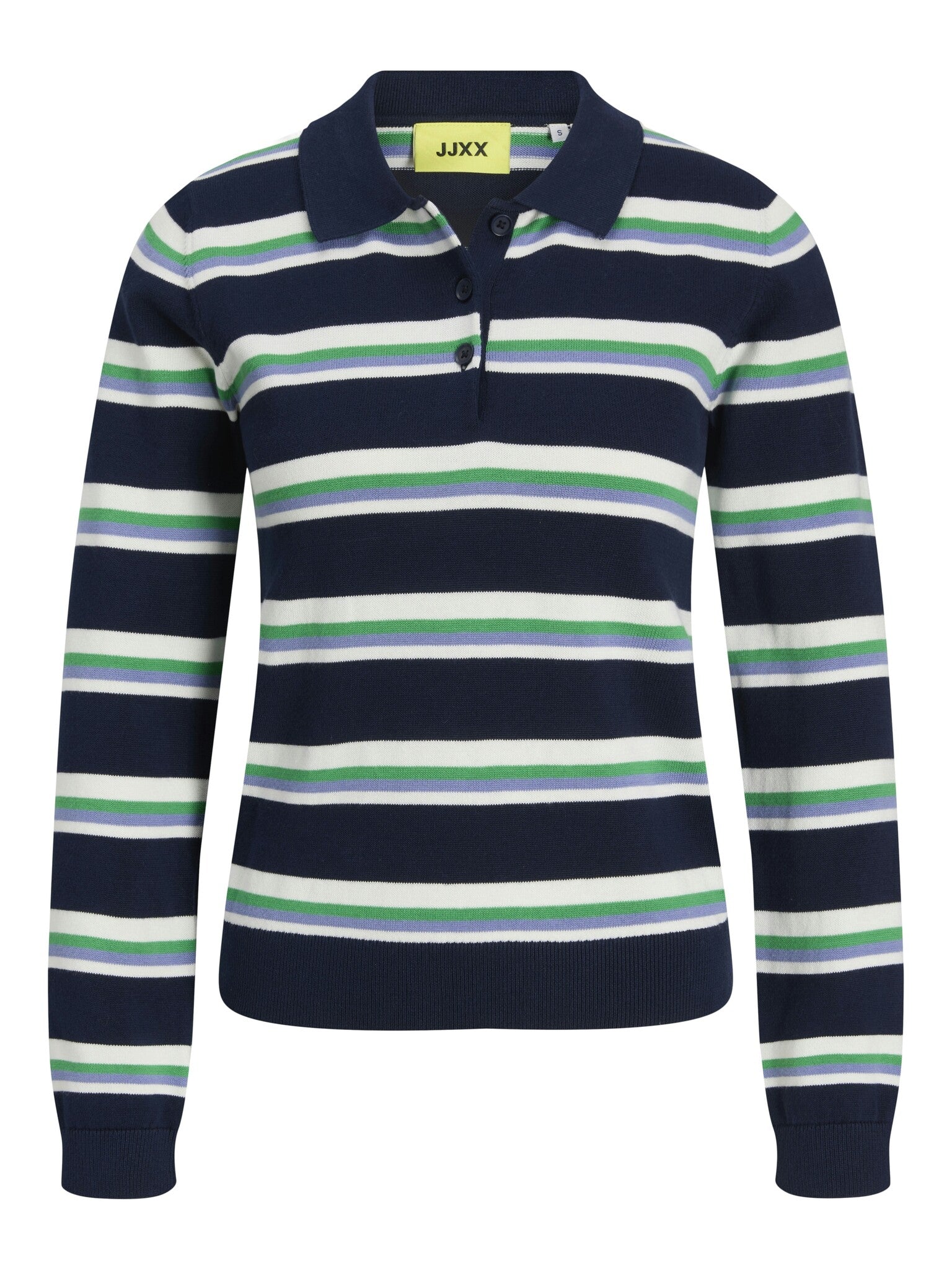 JXLILIANA LS POLO KNIT - BLUE STRIPES