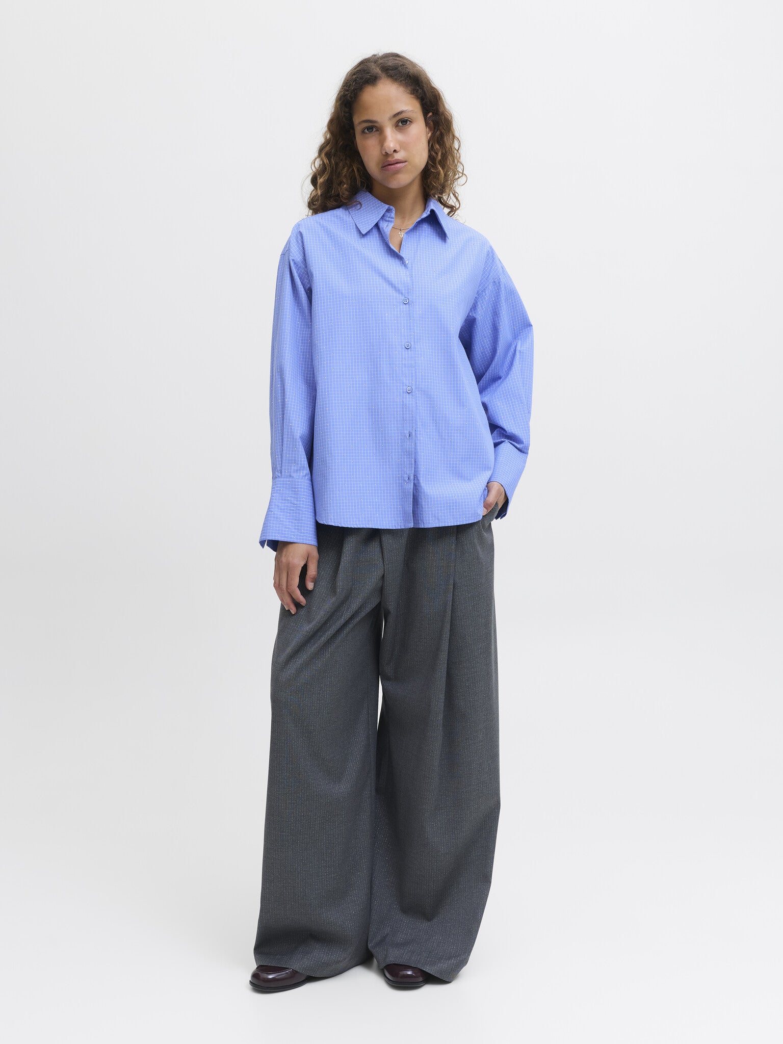 JXBELLA LS SHIRT - ULTRAMARINE SILVER RHINESTONE