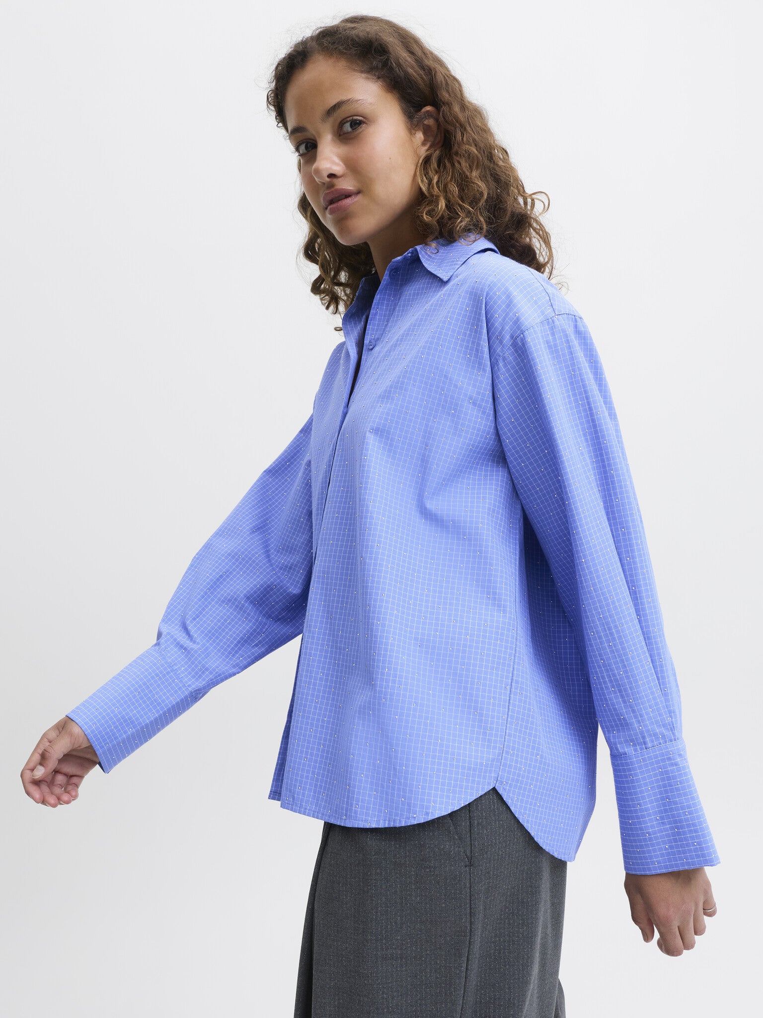 JXBELLA LS SHIRT - ULTRAMARINE SILVER RHINESTONE