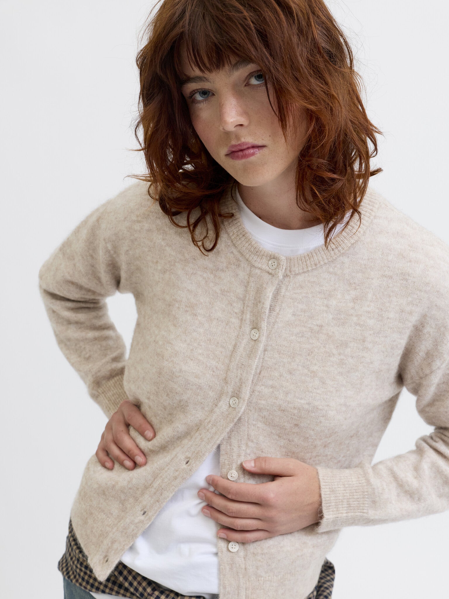 JXMATILDA WOOL CARDIGAN KNIT - FOG