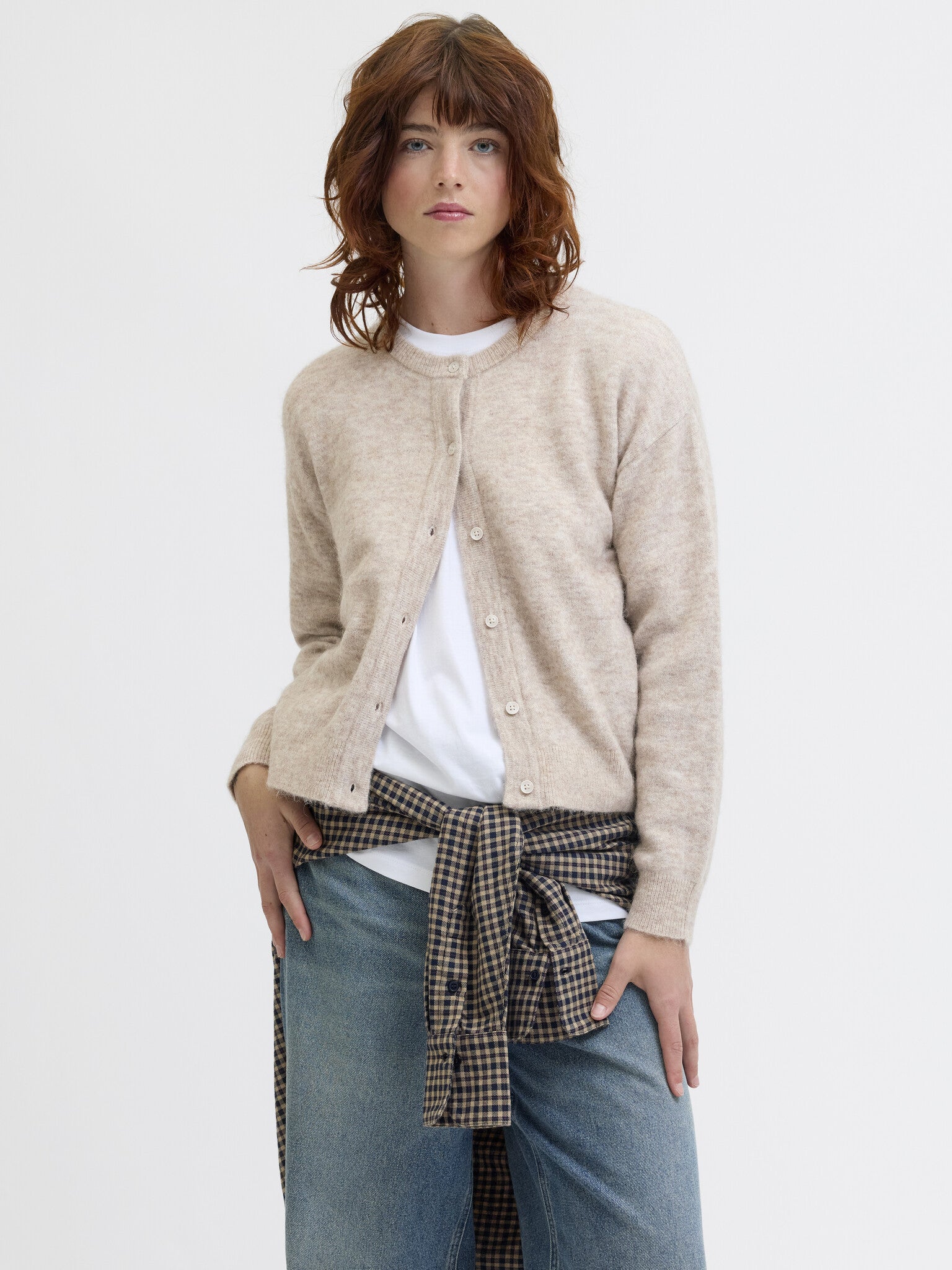 JXMATILDA WOOL CARDIGAN KNIT - FOG