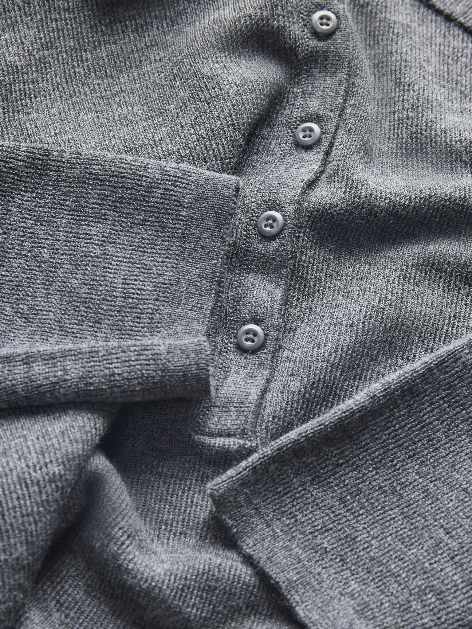 JXWREN WOLLEN POLOBREIT - MIDDELGRIJS MELANGE