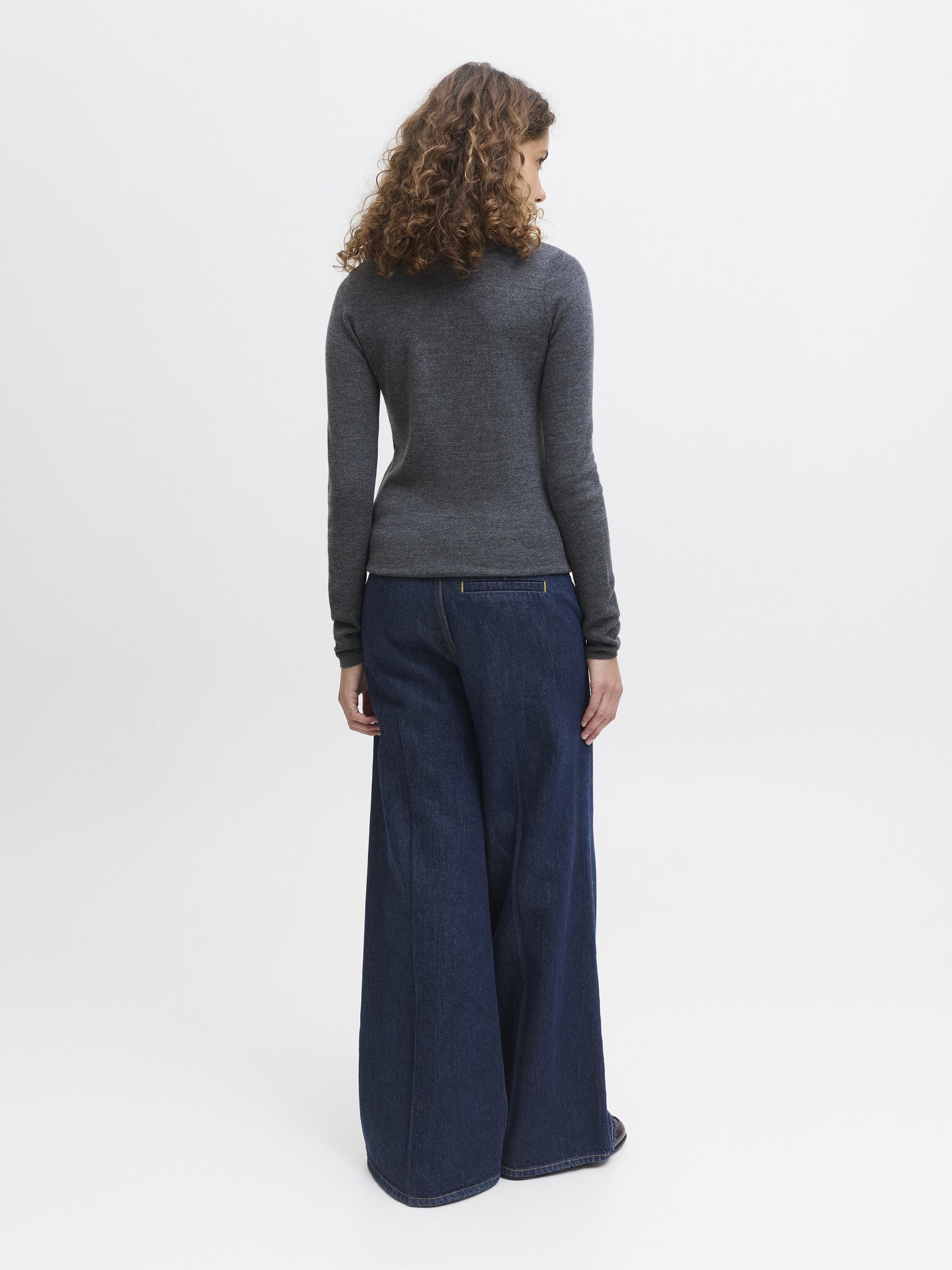 JXWREN WOLLEN POLOBREIT - MIDDELGRIJS MELANGE