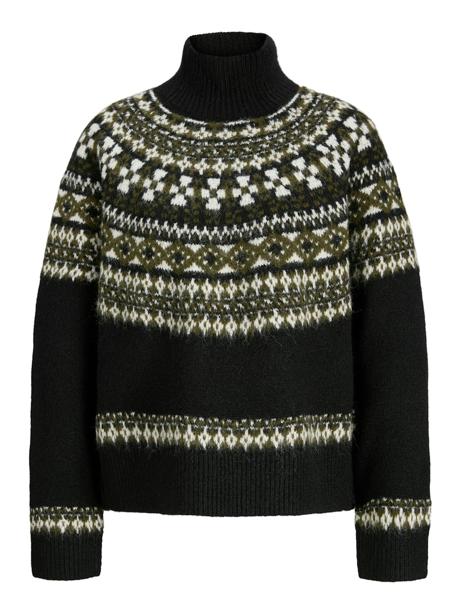 JXKRISTIN GEBREIDE TOP MET HOGE HALS - ZWART