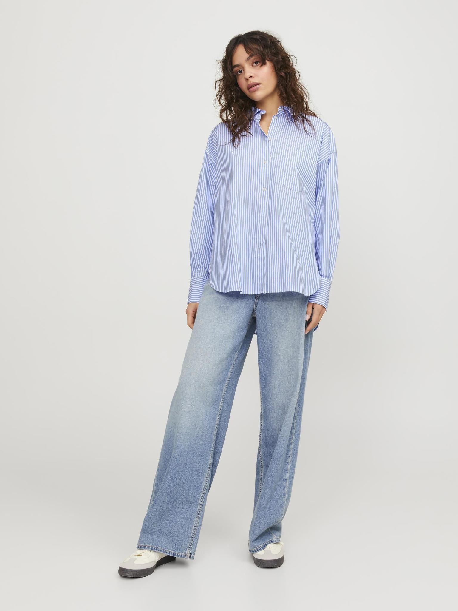JXJAMIE RELAXED POPLIN SHIRT - NAVY STRIPES