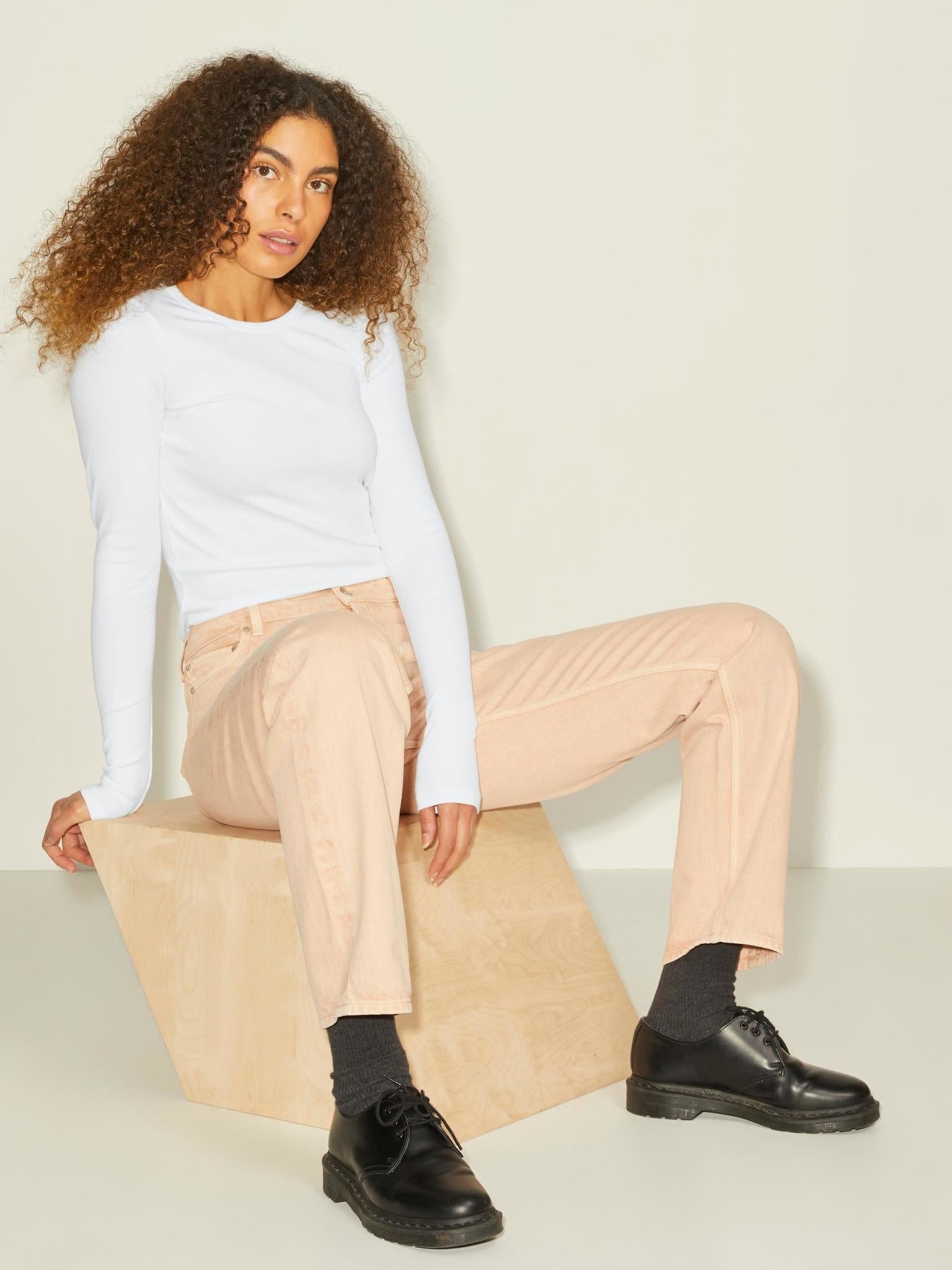 JXFREYA LS RIB TEE NOOS - WHITE