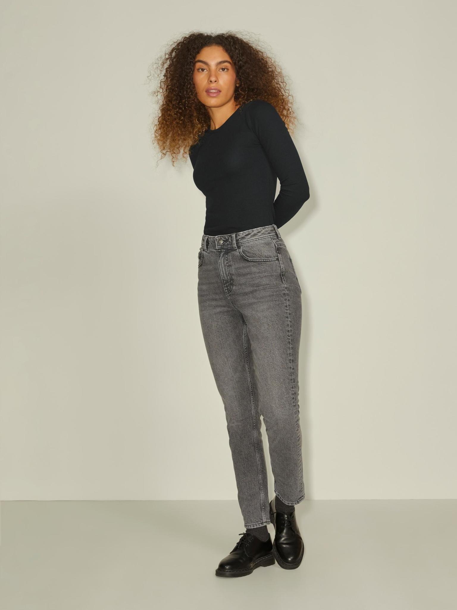 JXFREYA LS RIB TEE NOOS - BLACK