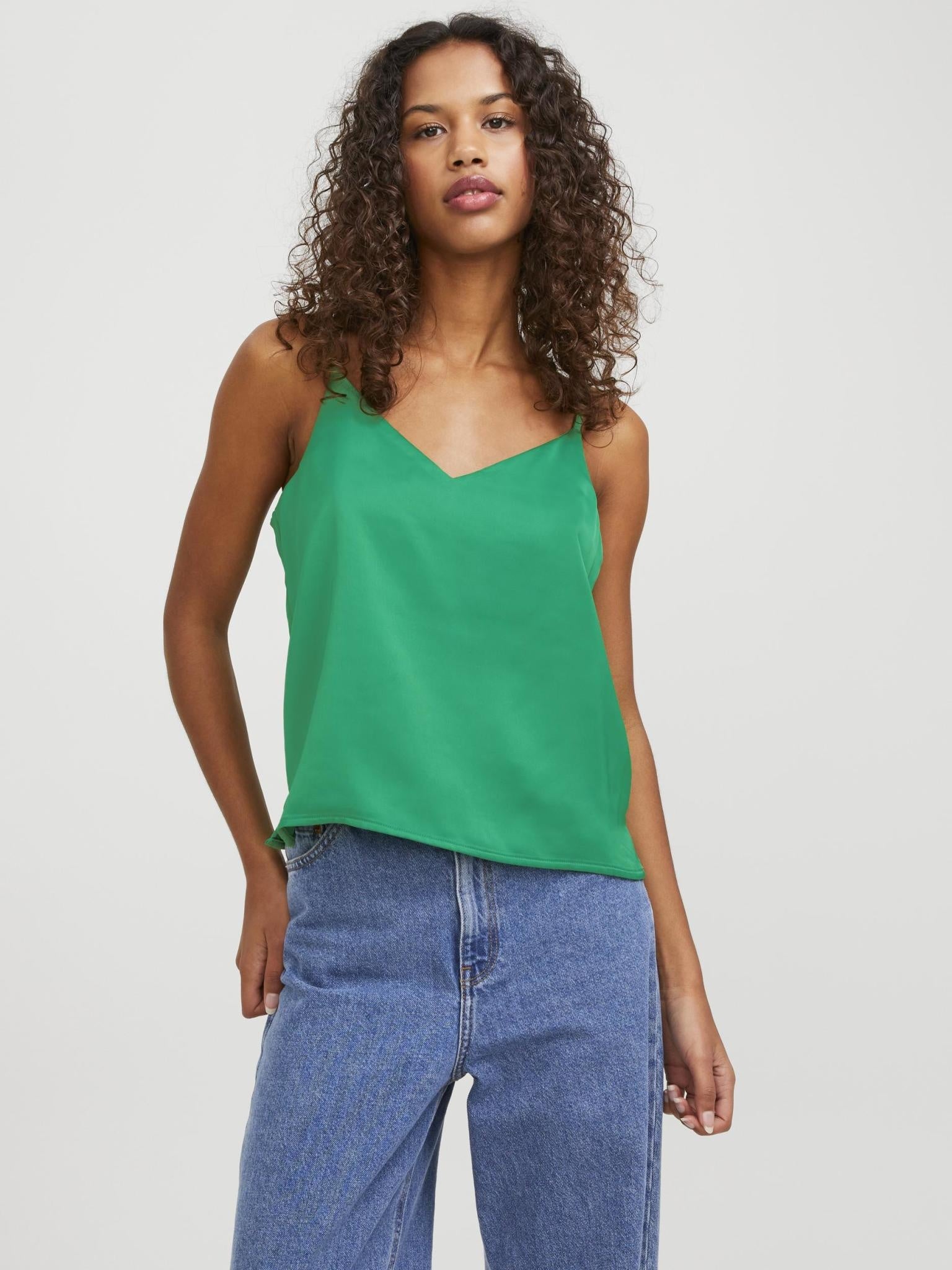 JXMALIA SATIN TOP - MEDIUM GREEN