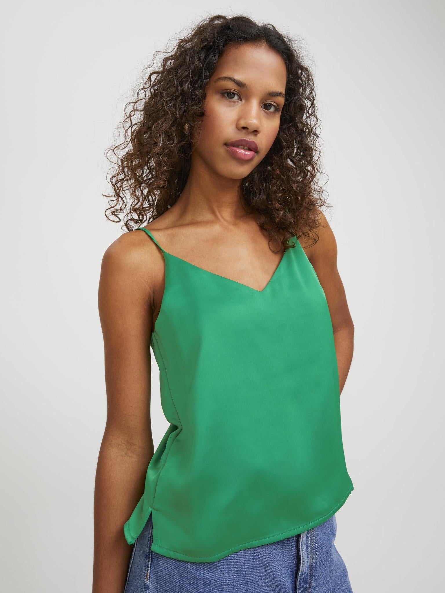 JXMALIA SATIN TOP - MEDIUM GREEN