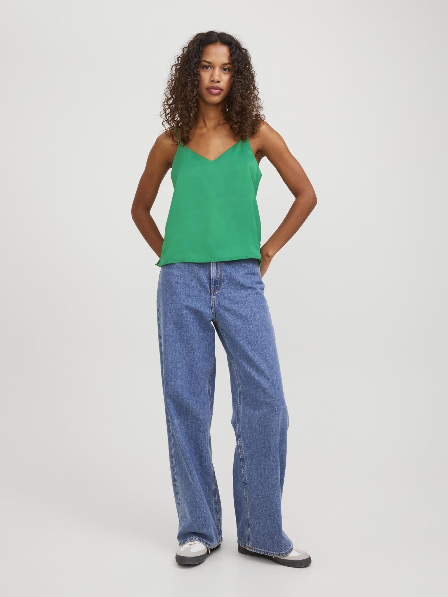 JXMALIA SATIN TOP - MEDIUM GREEN