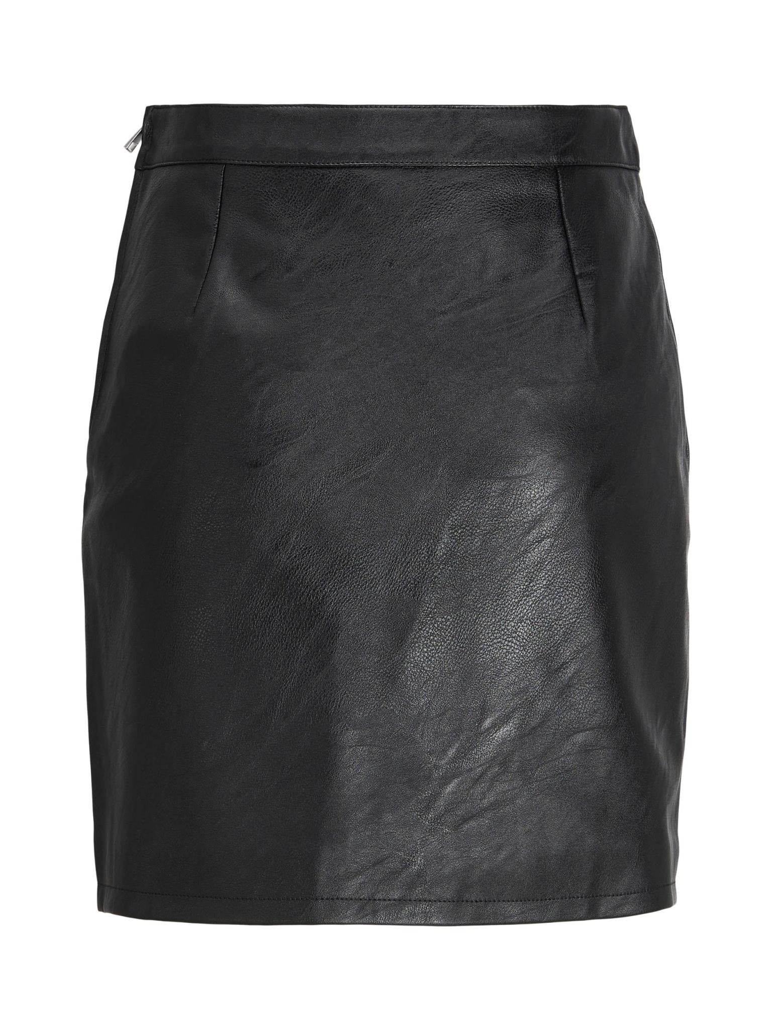 JXROWE SHORT FAUX LEATHER SKIRT - BLACK MATTE