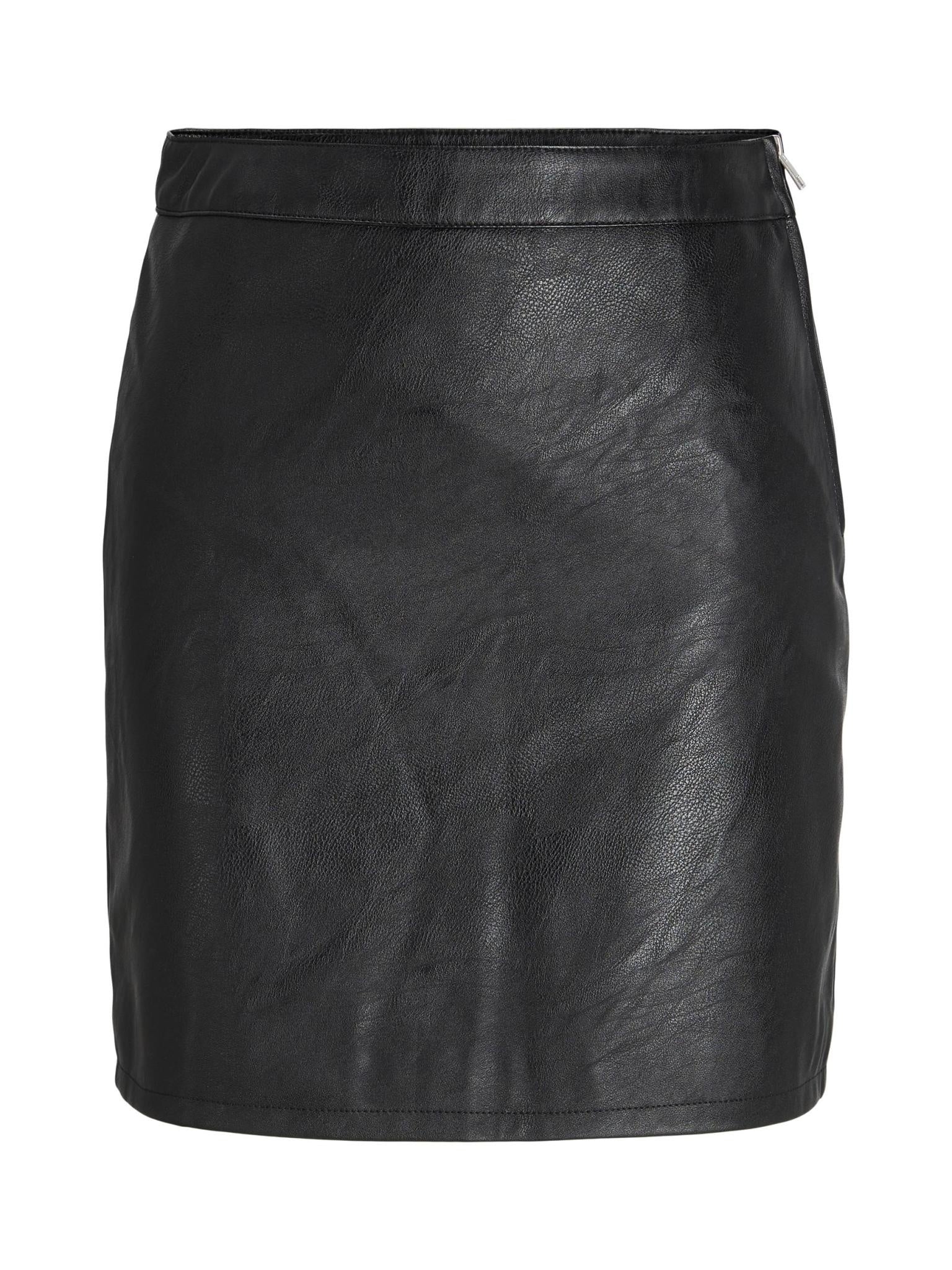 JXROWE SHORT FAUX LEATHER SKIRT - BLACK MATTE