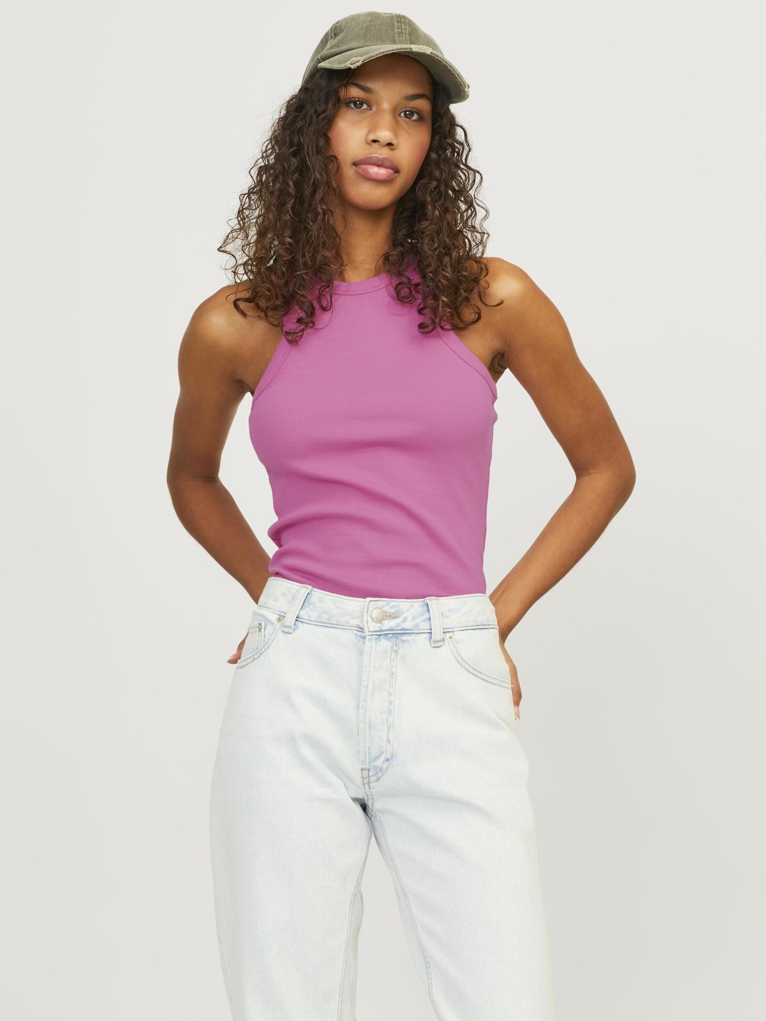JXFOREST RIB TOP - CARMINE ROSE