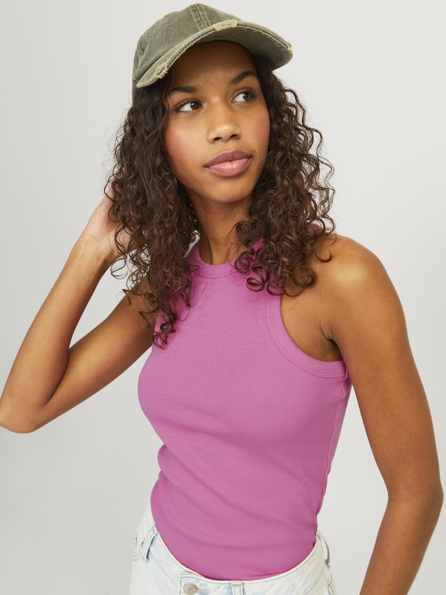 JXFOREST RIB TOP - CARMINE ROSE
