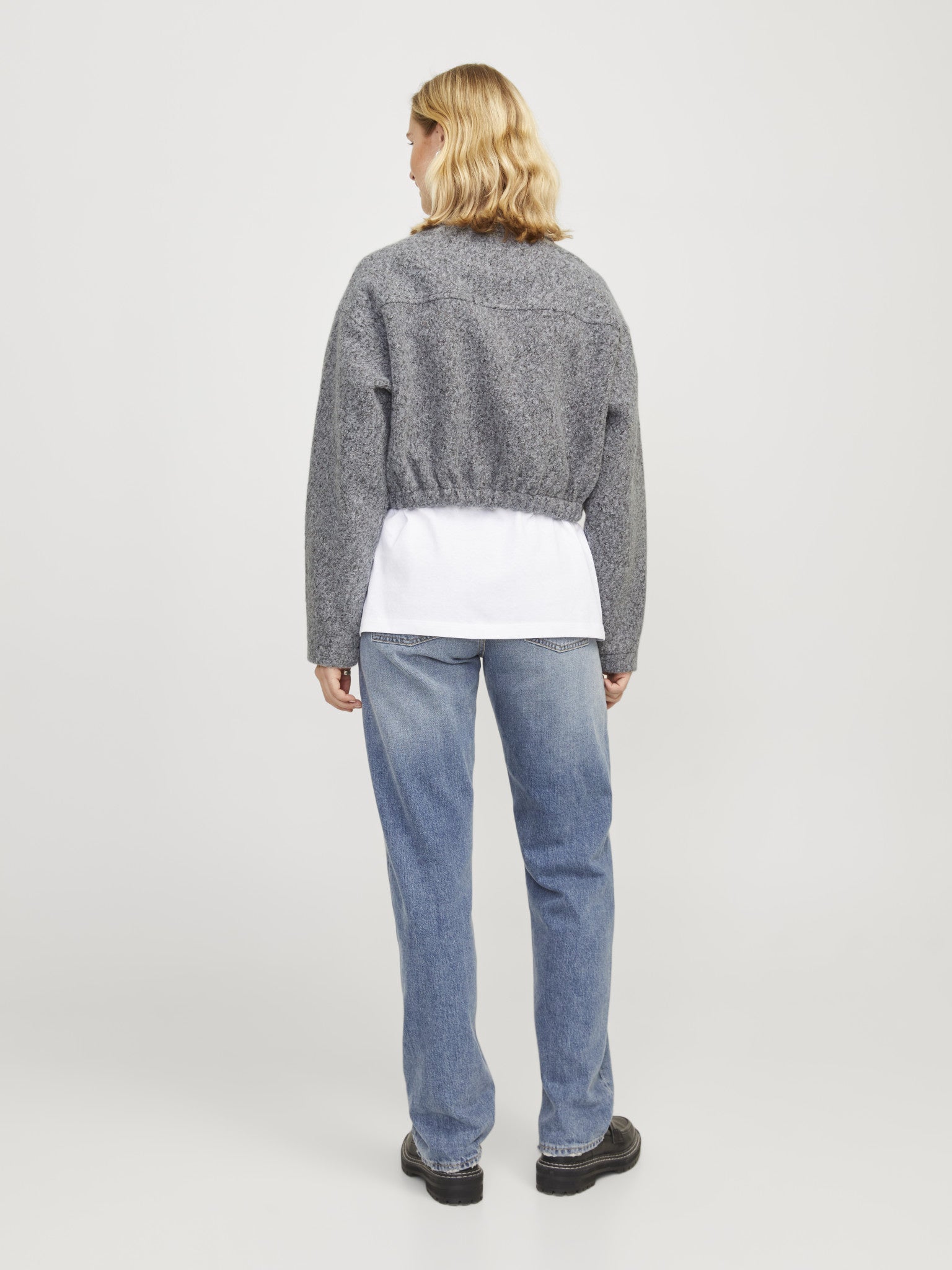 JXCAROL CURLY JACKET - GREY MELANGE