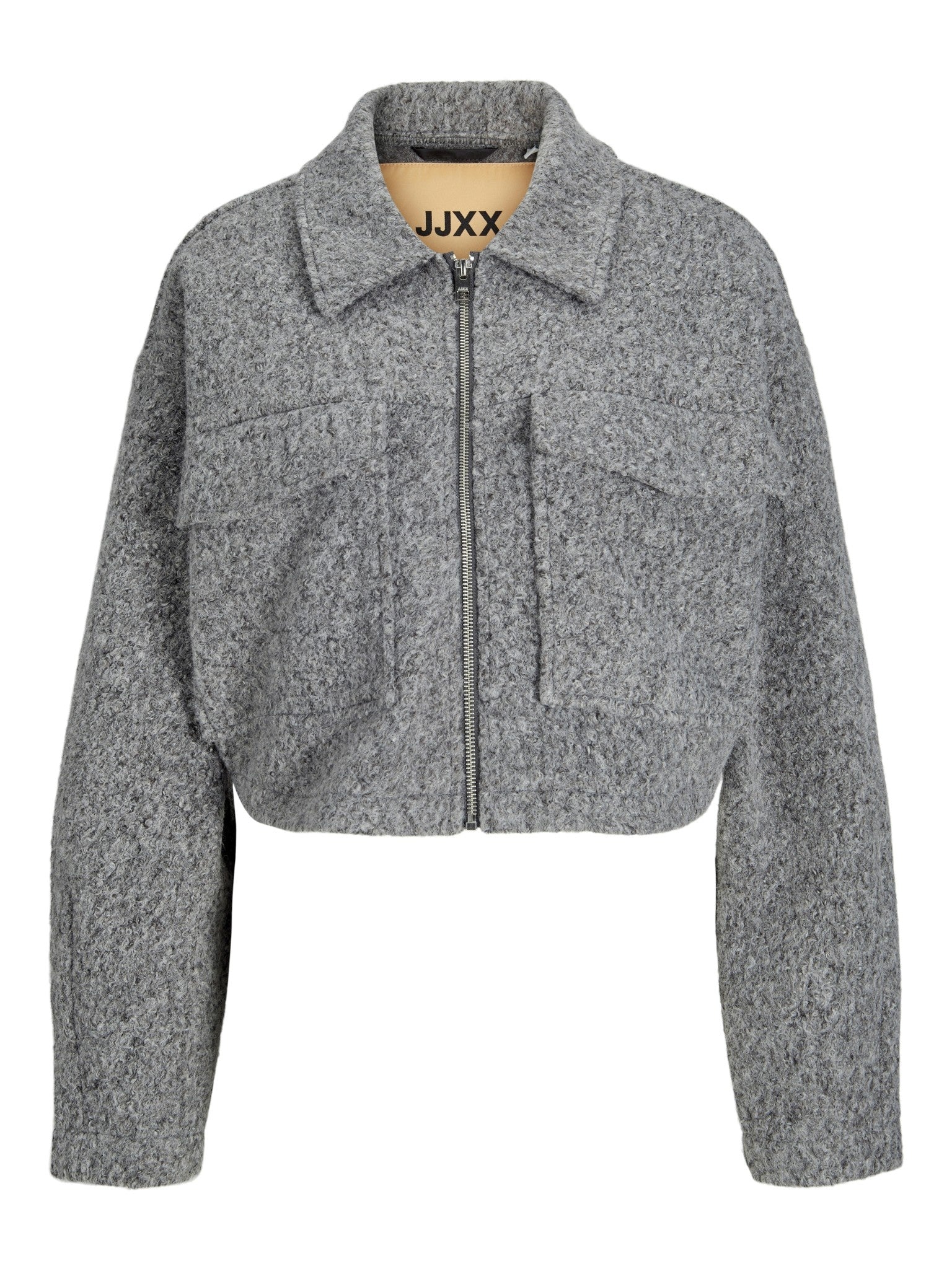 JXCAROL CURLY JACKET - GREY MELANGE