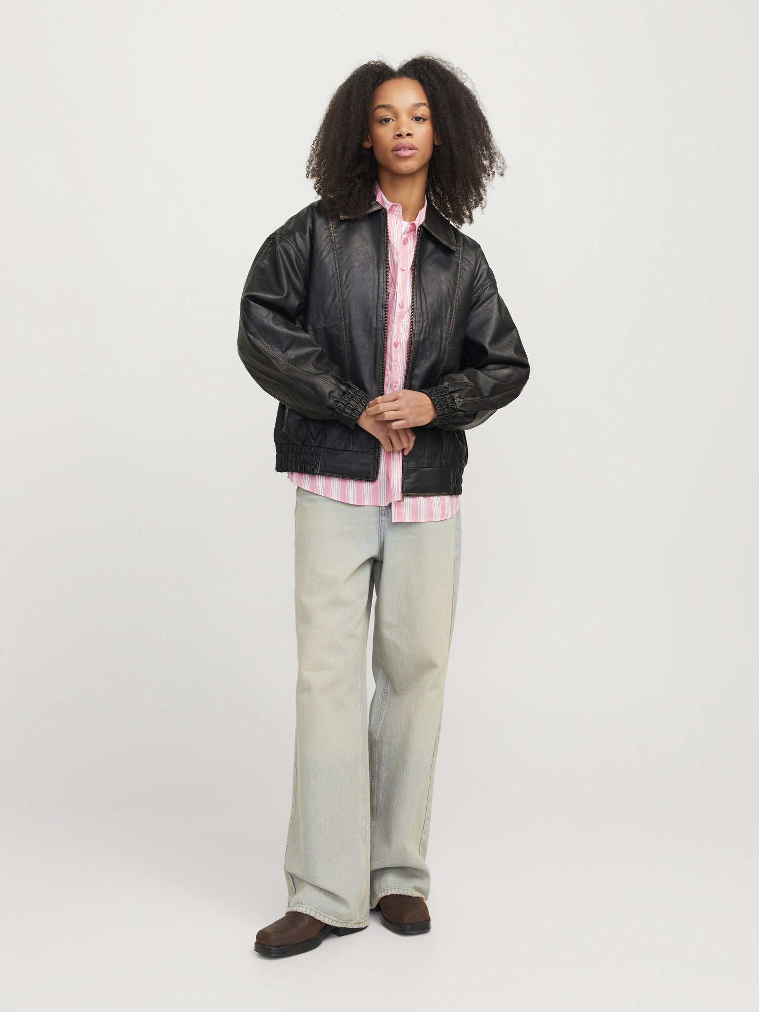 JXRAVEN BOMBER FAUX LEATHER JACKET