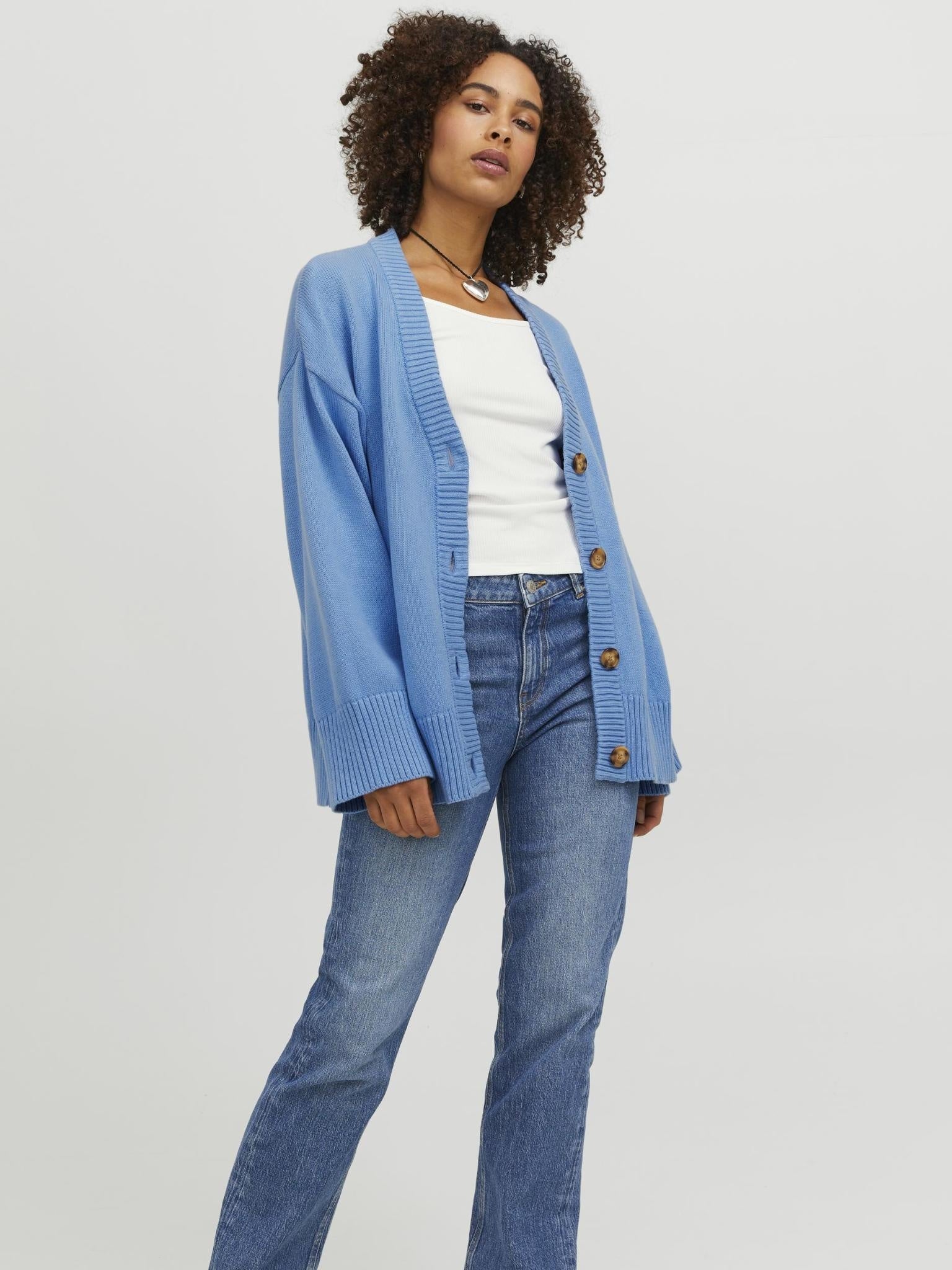 JXLEXI TWIST CARDIGAN KNIT - SILVER LAKE BLUE