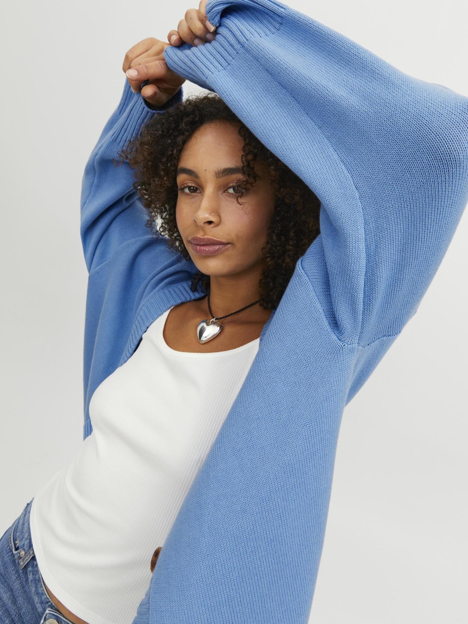 JXLEXI TWIST CARDIGAN KNIT - SILVER LAKE BLUE
