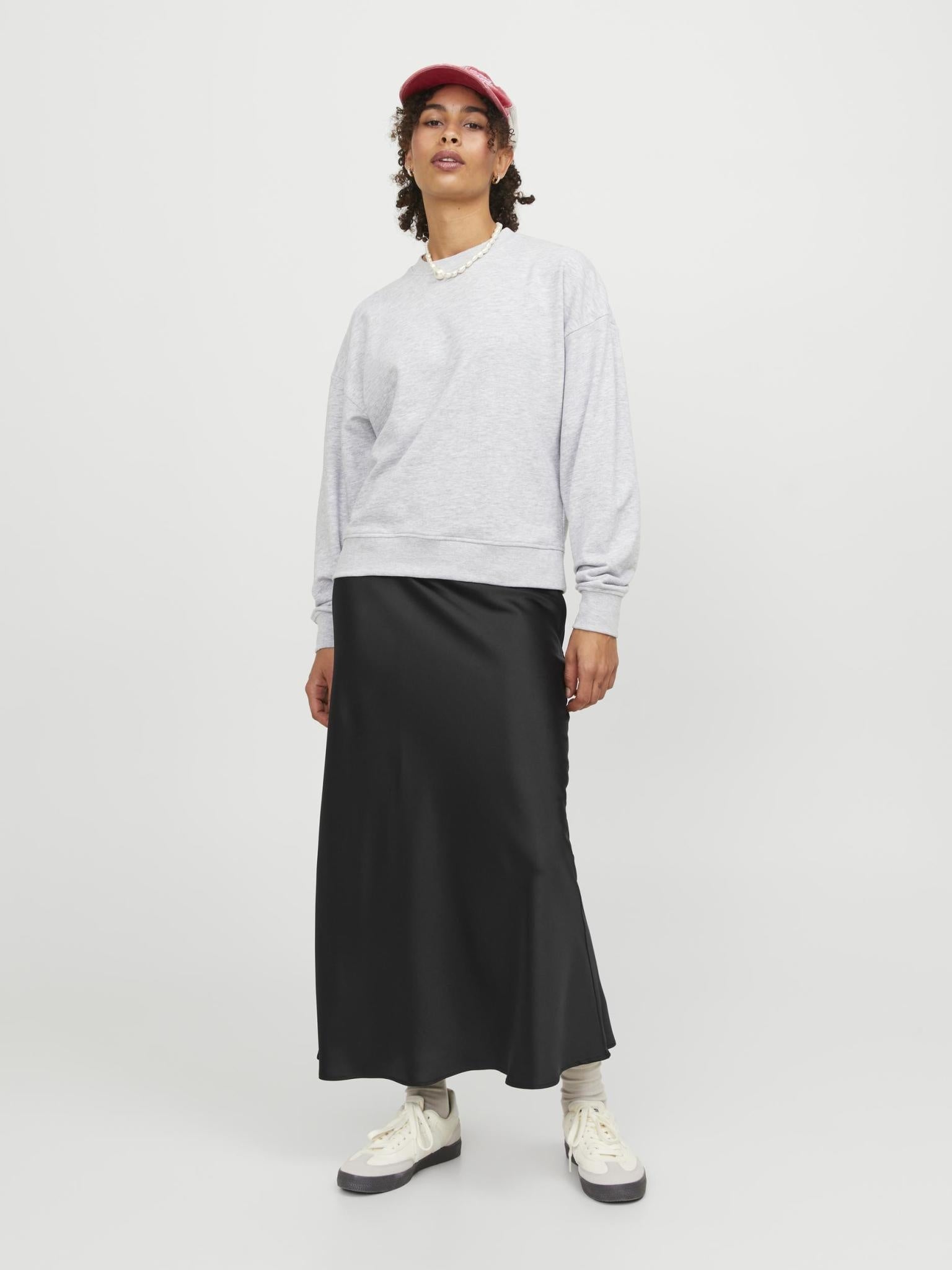 JXKIMMIE MW SATIN MIDI SKIRT - BLACK