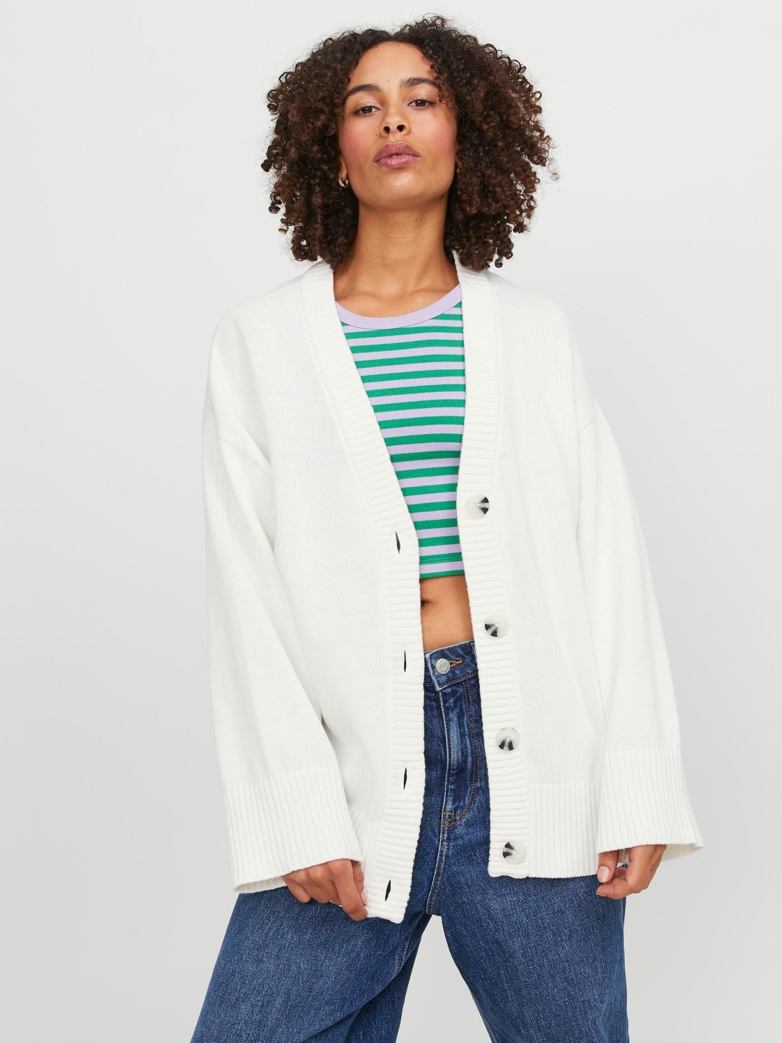 JXLEXI TWIST CARDIGAN KNIT - SNOW WHITE