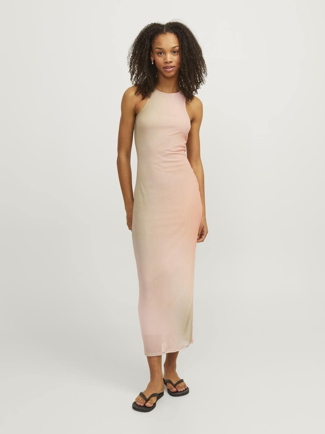JXELINA SLIM LONG MESH DRESS - SMALL BLUR PRINT