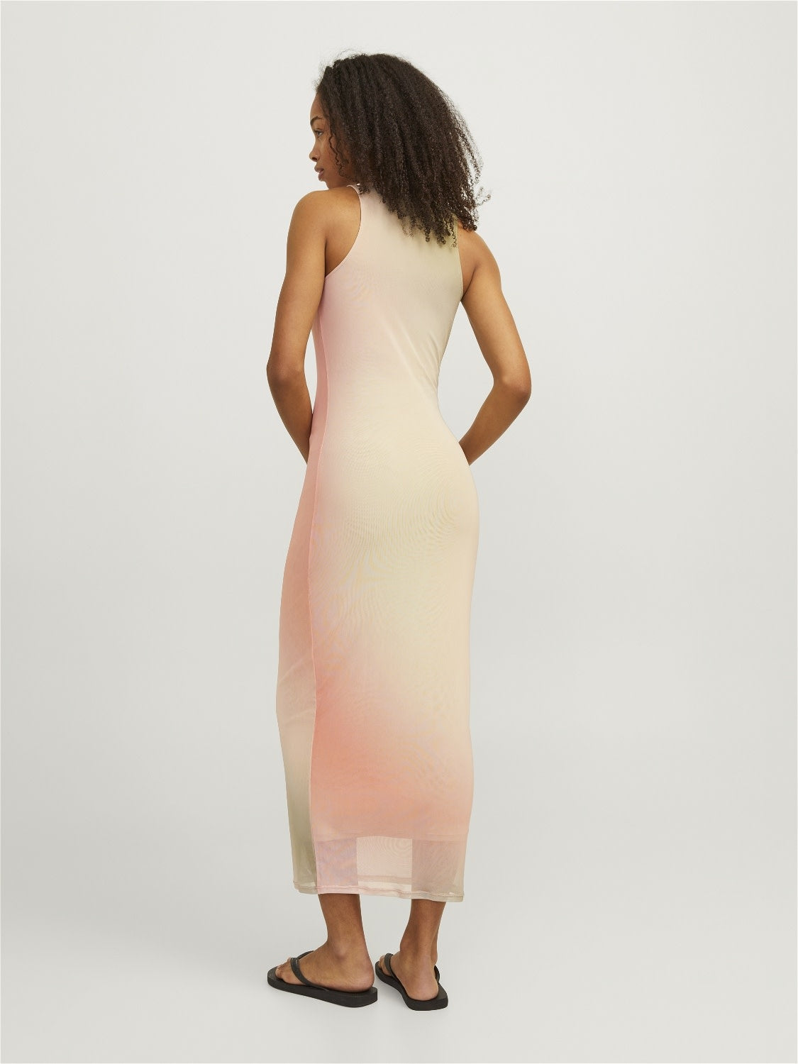 JXELINA SLIM LONG MESH DRESS - SMALL BLUR PRINT