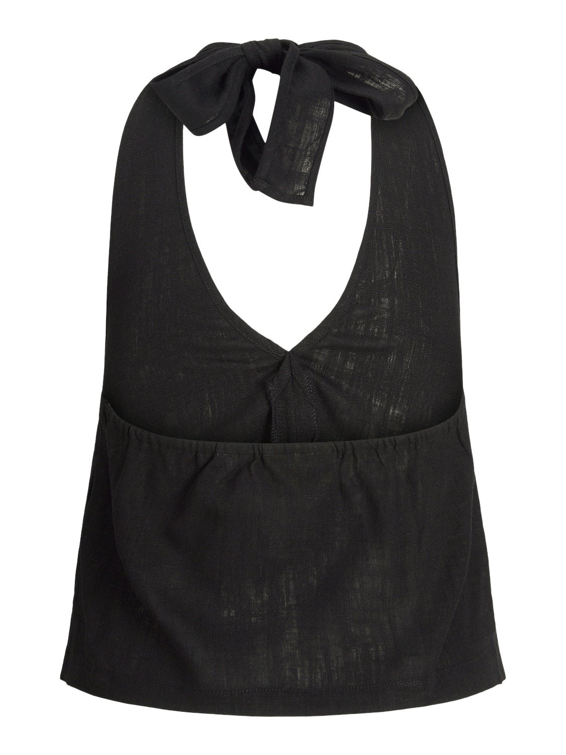 JXOCEAN LINEN BLEND HALTERNECK TOP - BLACK
