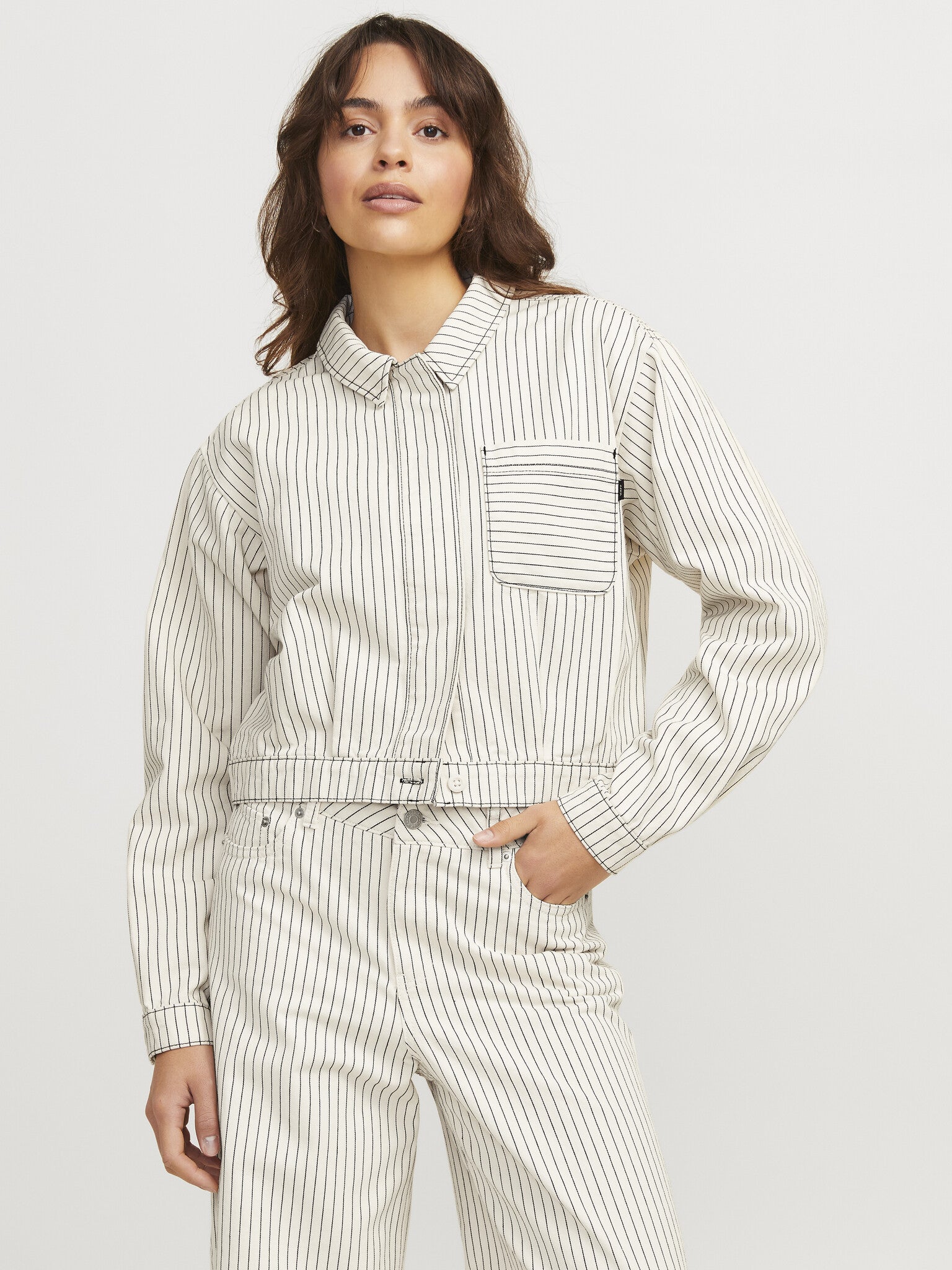 JXMADDY OVERSHIRT-STRIPES BLACK