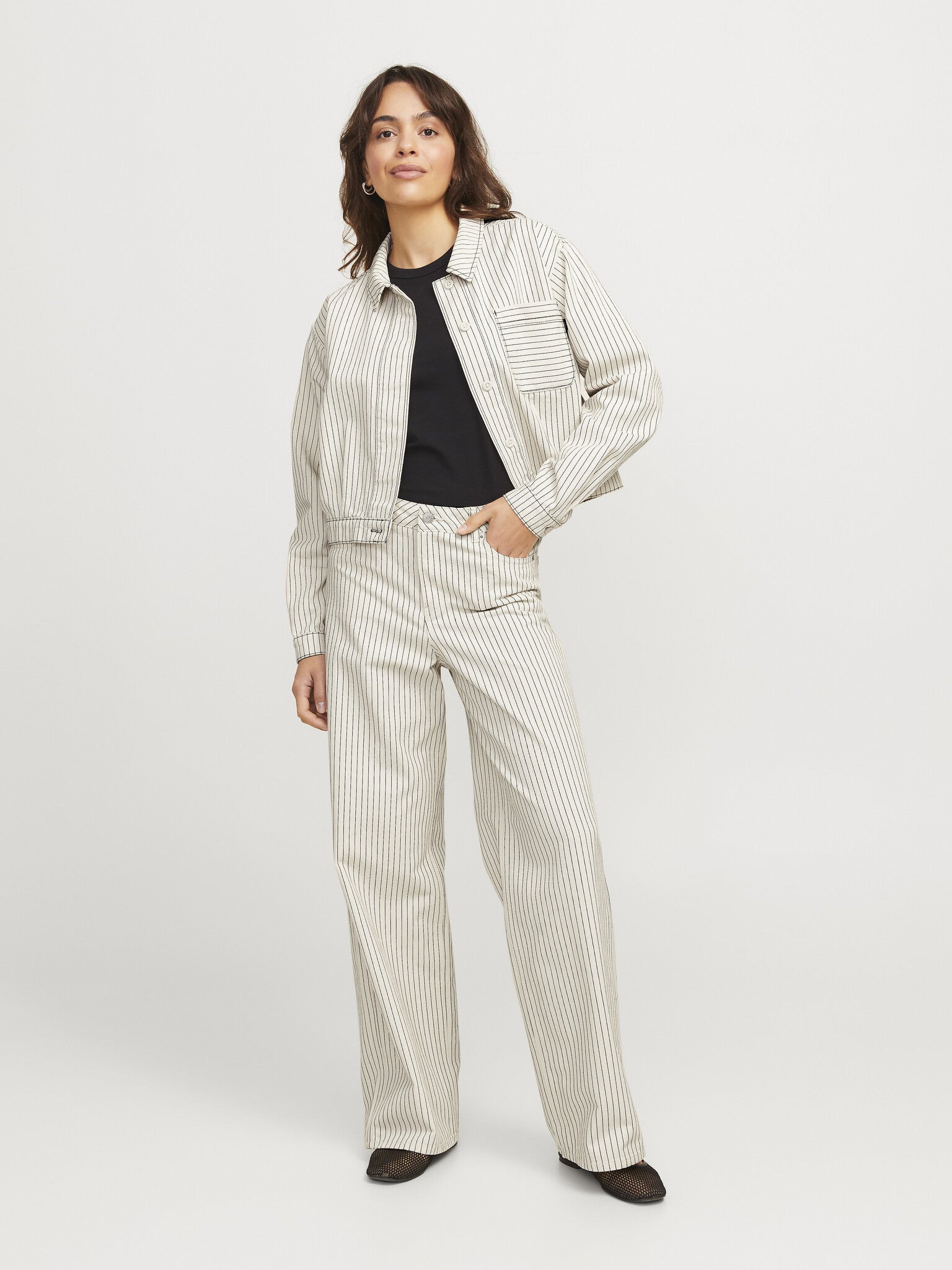 JXMADDY OVERSHIRT-STRIPES BLACK