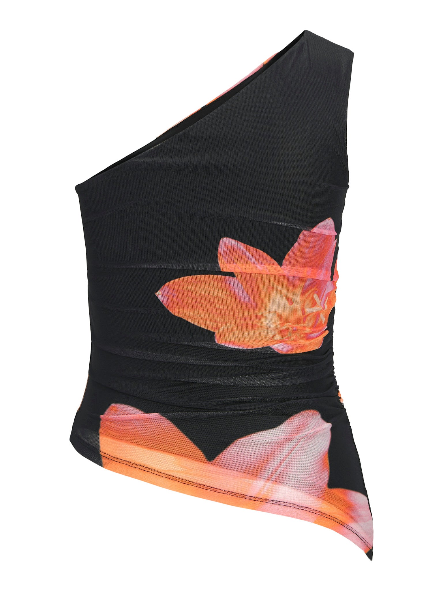 JXMINNA MESH ASSYMETRIC TOP - BLACK