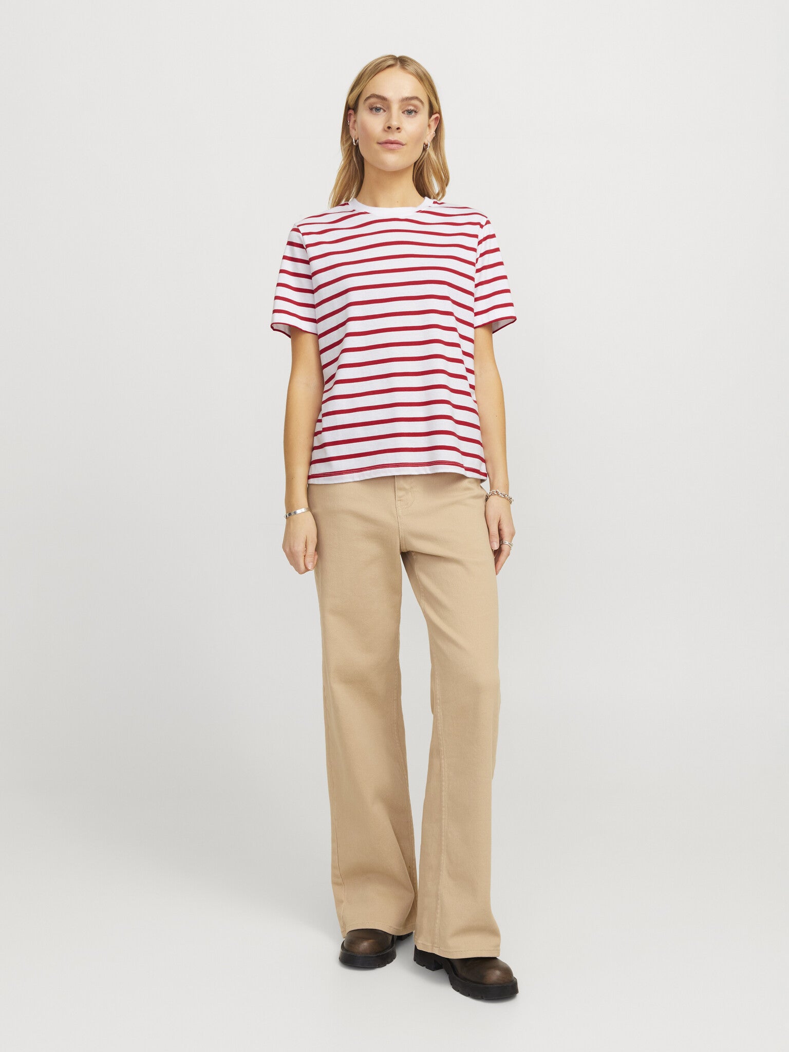 JXANNA REG T-SHIRT - RODE STREPEN