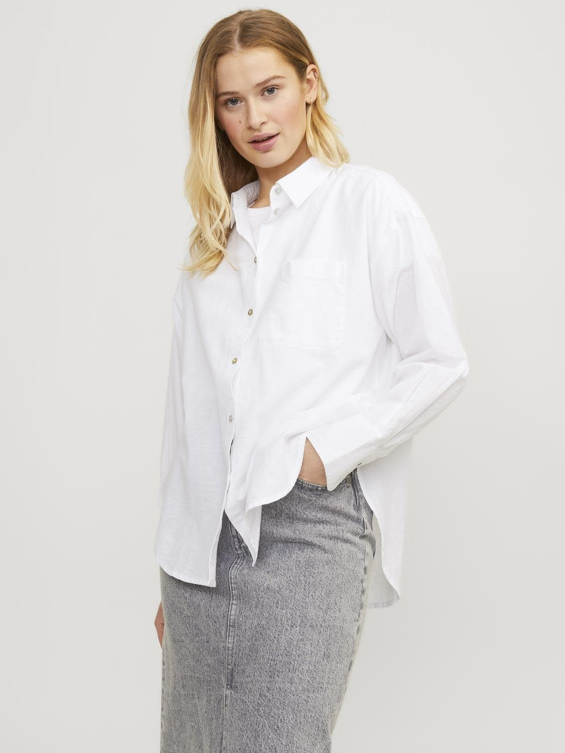 JXJAMIE RLX LINEN BLEND SHIRT - WHITE