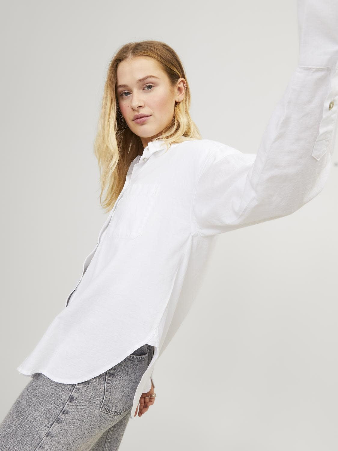JXJAMIE RLX LINEN BLEND SHIRT - WHITE