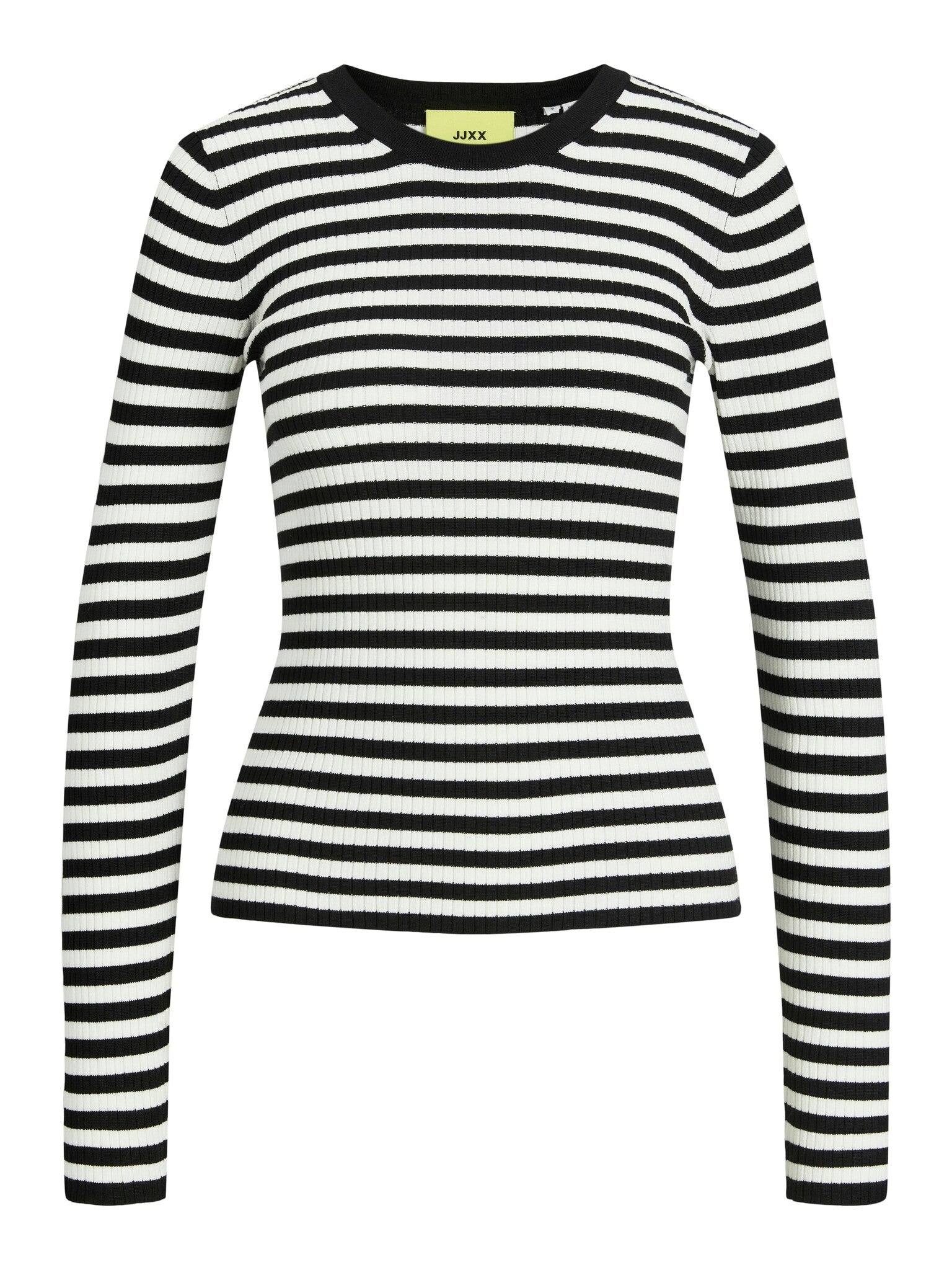 JXJODI TIGHT STRIPE CREW NECK KNIT - CLOUD DANCER