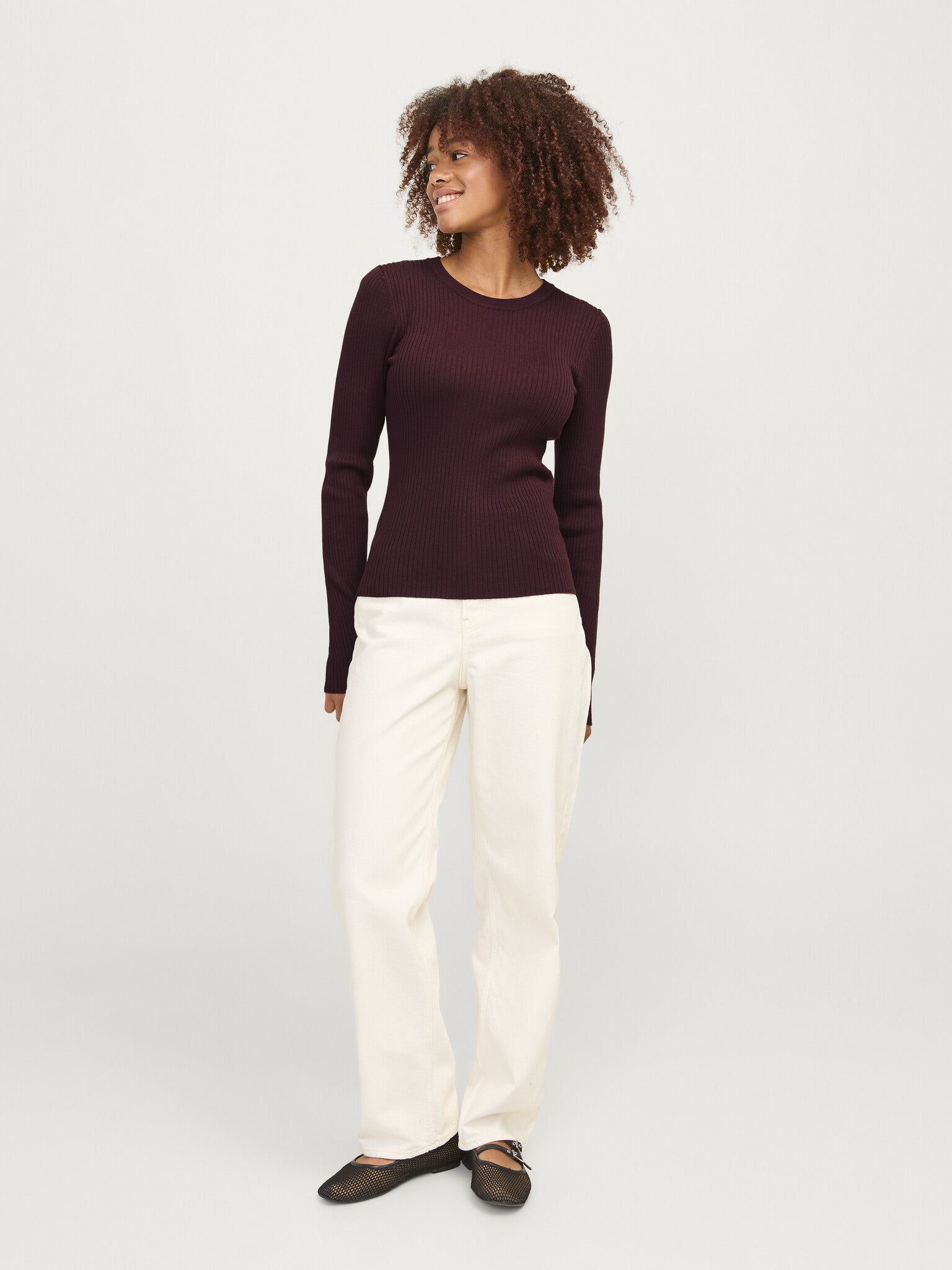 JXJODI TIGHT CREW NECK KNIT - CABERNET