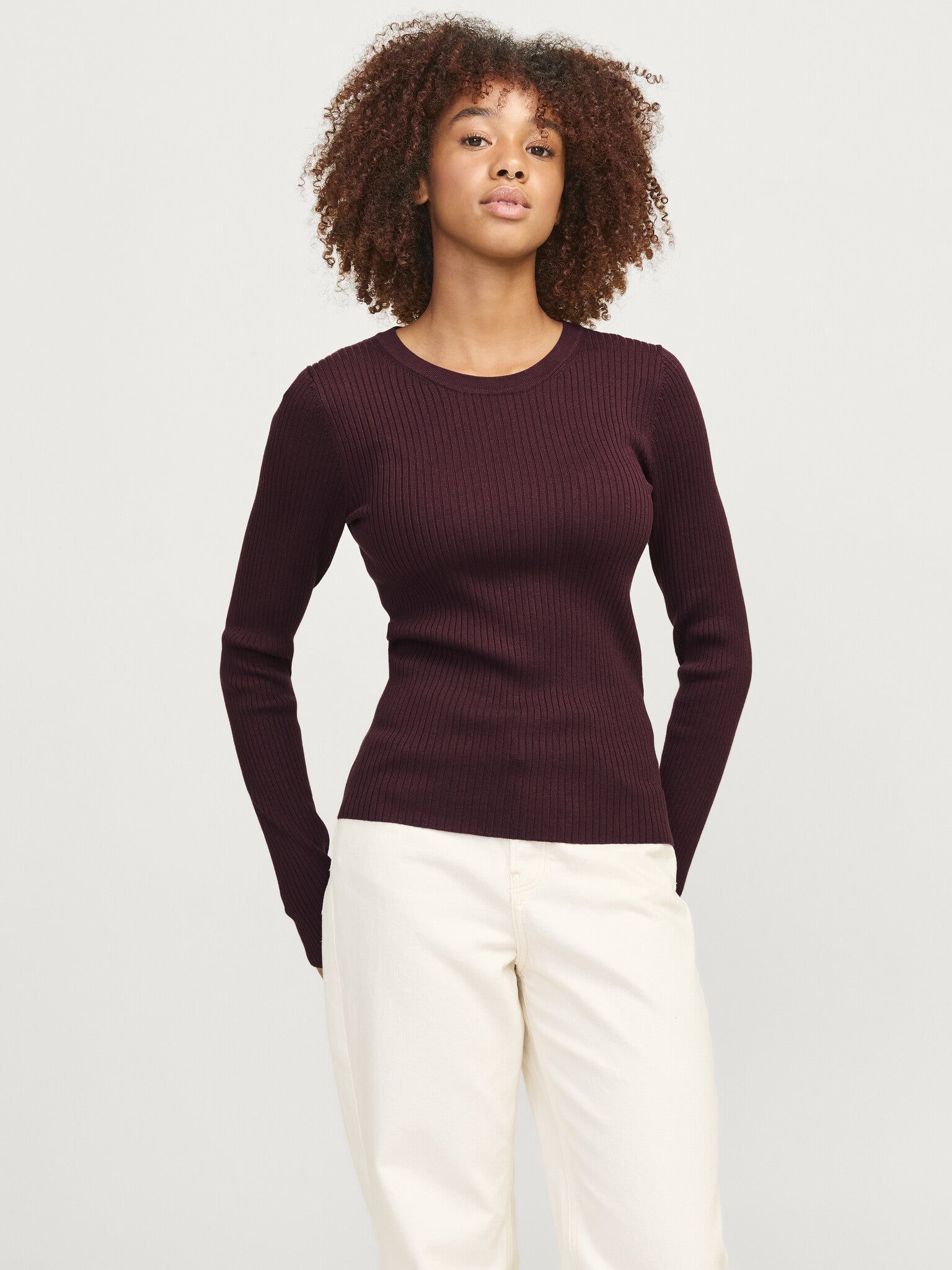 JXJODI TIGHT CREW NECK KNIT - CABERNET
