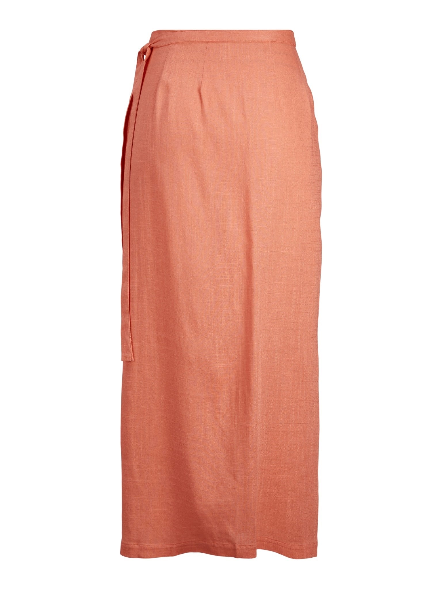 JXOCEAN LINEN BLEND HW WRAP SKIRT - PEACH ECHO
