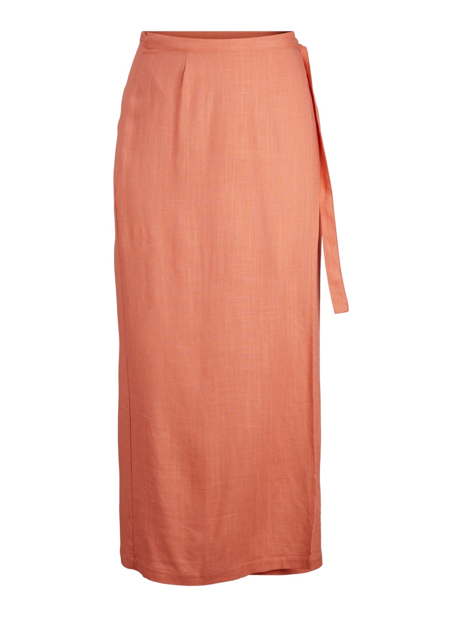 JXOCEAN LINEN BLEND HW WRAP SKIRT - PEACH ECHO