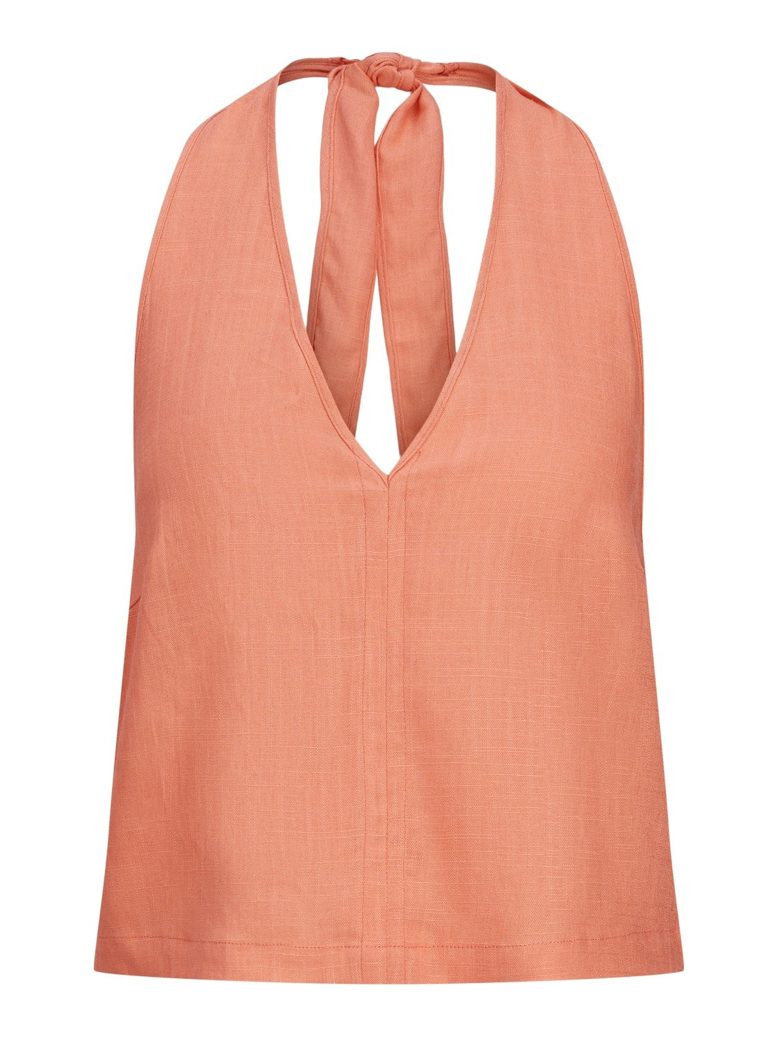 JXOCEAN LINEN BLEND HALTERNECK TOP - PEACH ECHO
